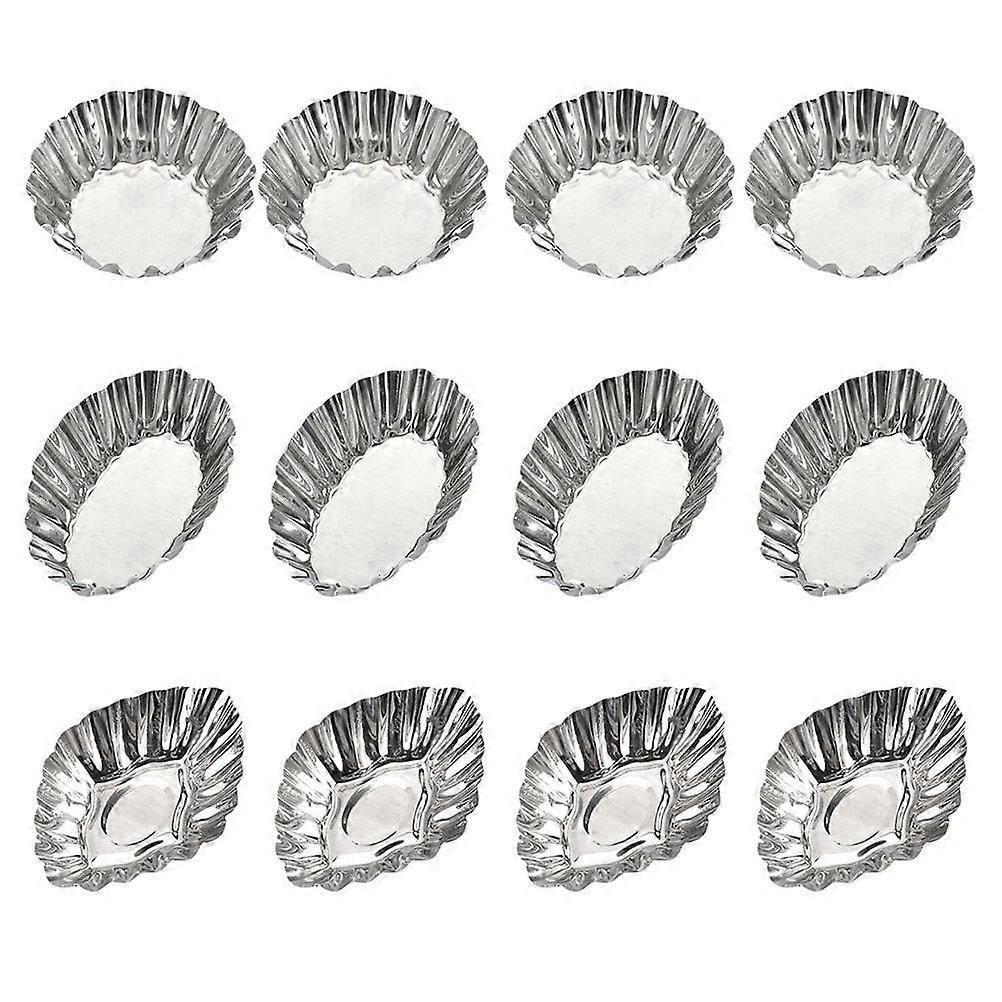 12pcs卵タルト金型ステンレススチールケーキマフィン金型再利用可能なベーキング金型