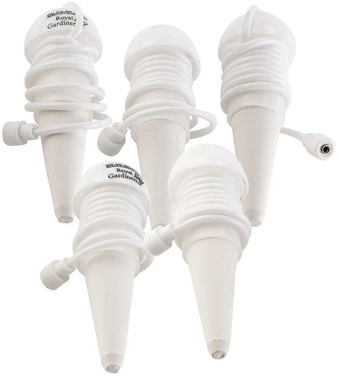 Pot Watering System Set of 5 - Clay Watering Cones with Hose for Potted Plants, Moisture Meter Included