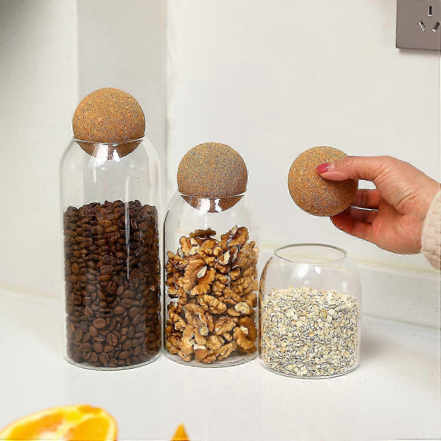 3 Clear Glass Canisters for Nuts & Candy Storage