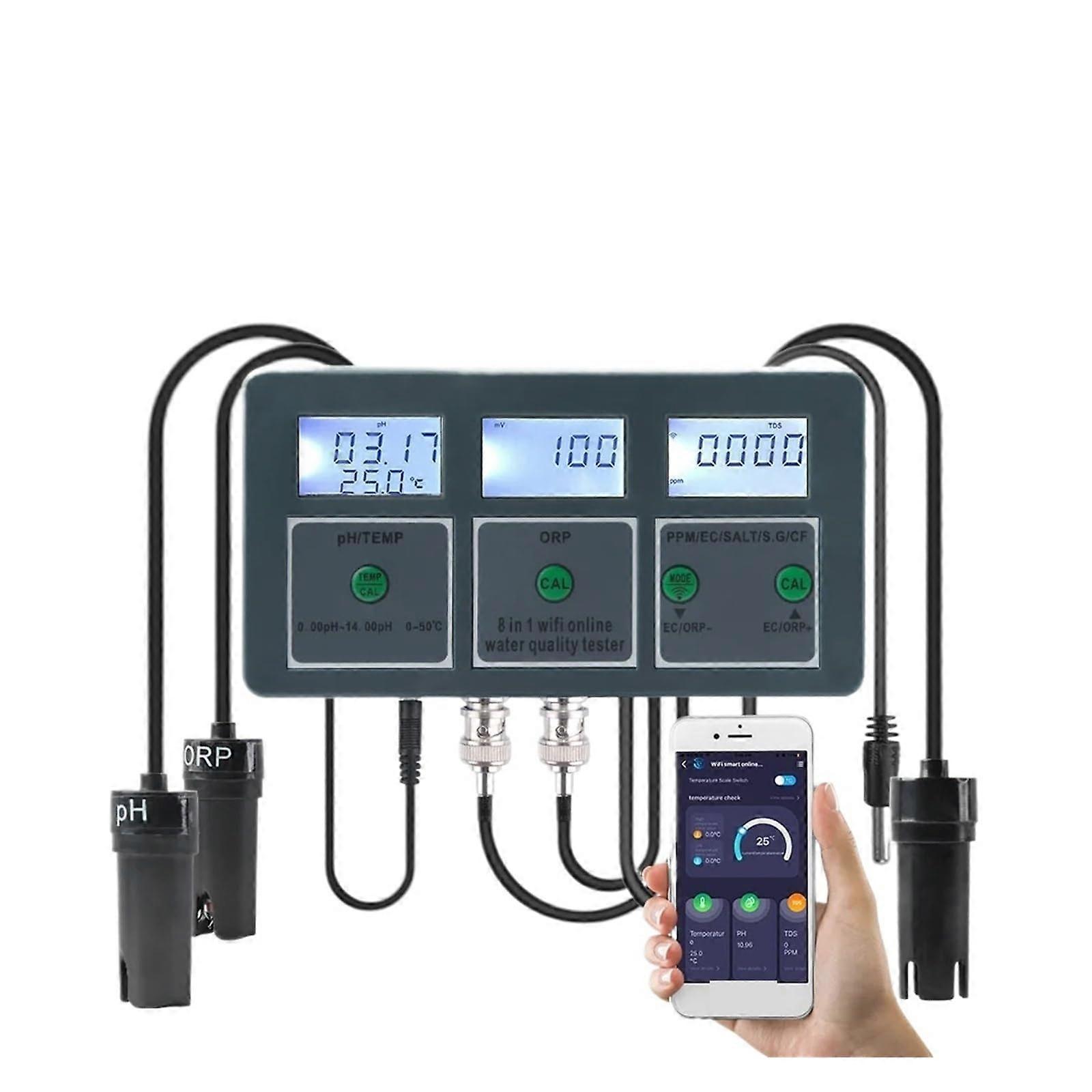 Water Quality Meter WiFi Tuya Smart PH ORP TDS EC Salt SG Temp CF Online Monitor for Field and Lab