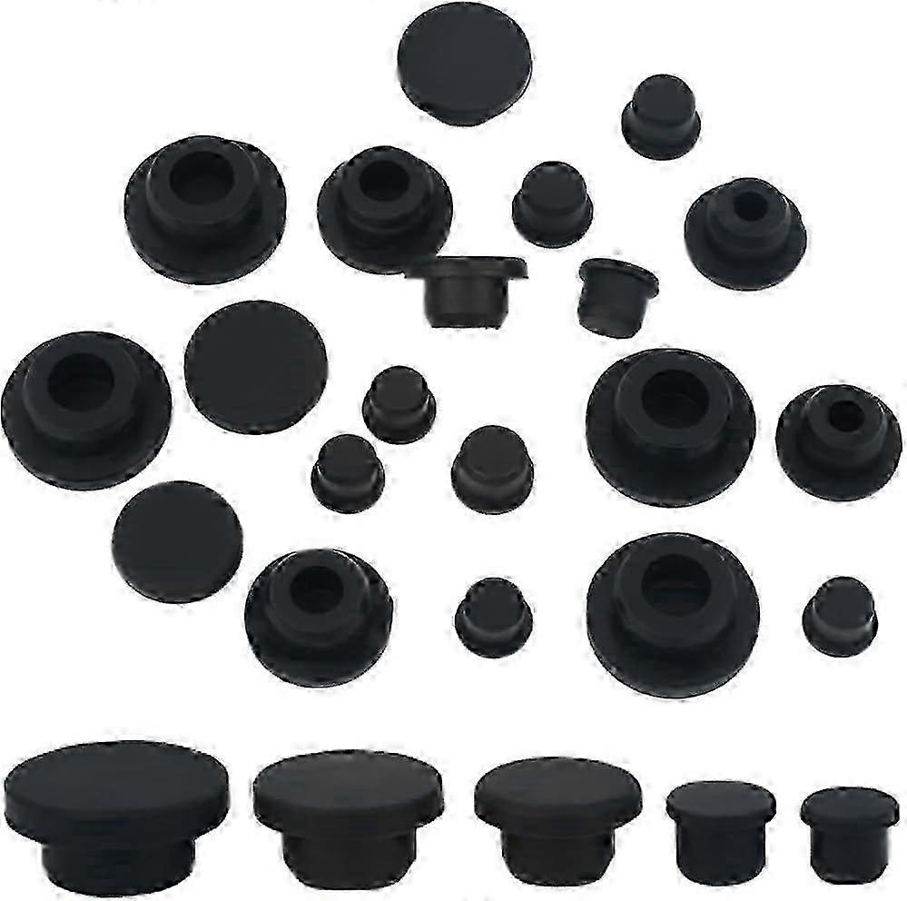 20PCS 5 Sizes 12/14/17/20/24mm Inner Diameter Silicone Salt and Pepper Shaker Stoppers Reusable Black Replacement End Plug Insert Bottle Inner Plugs f