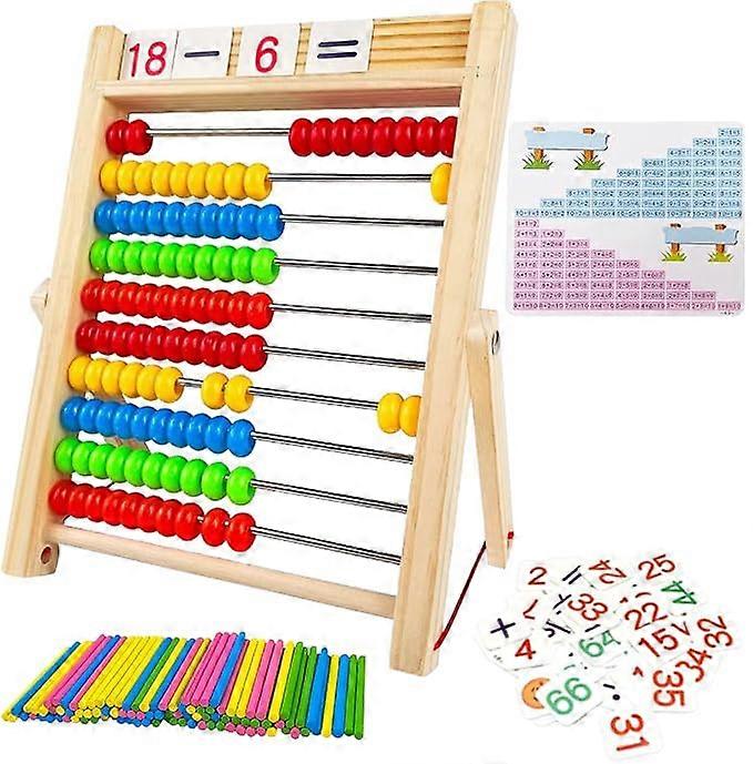 Calculator Calculator Frame, 's Primary School Wooden Abacus for Counting and Calculating with 100 Counting Sticks, Number Alphabet Cards