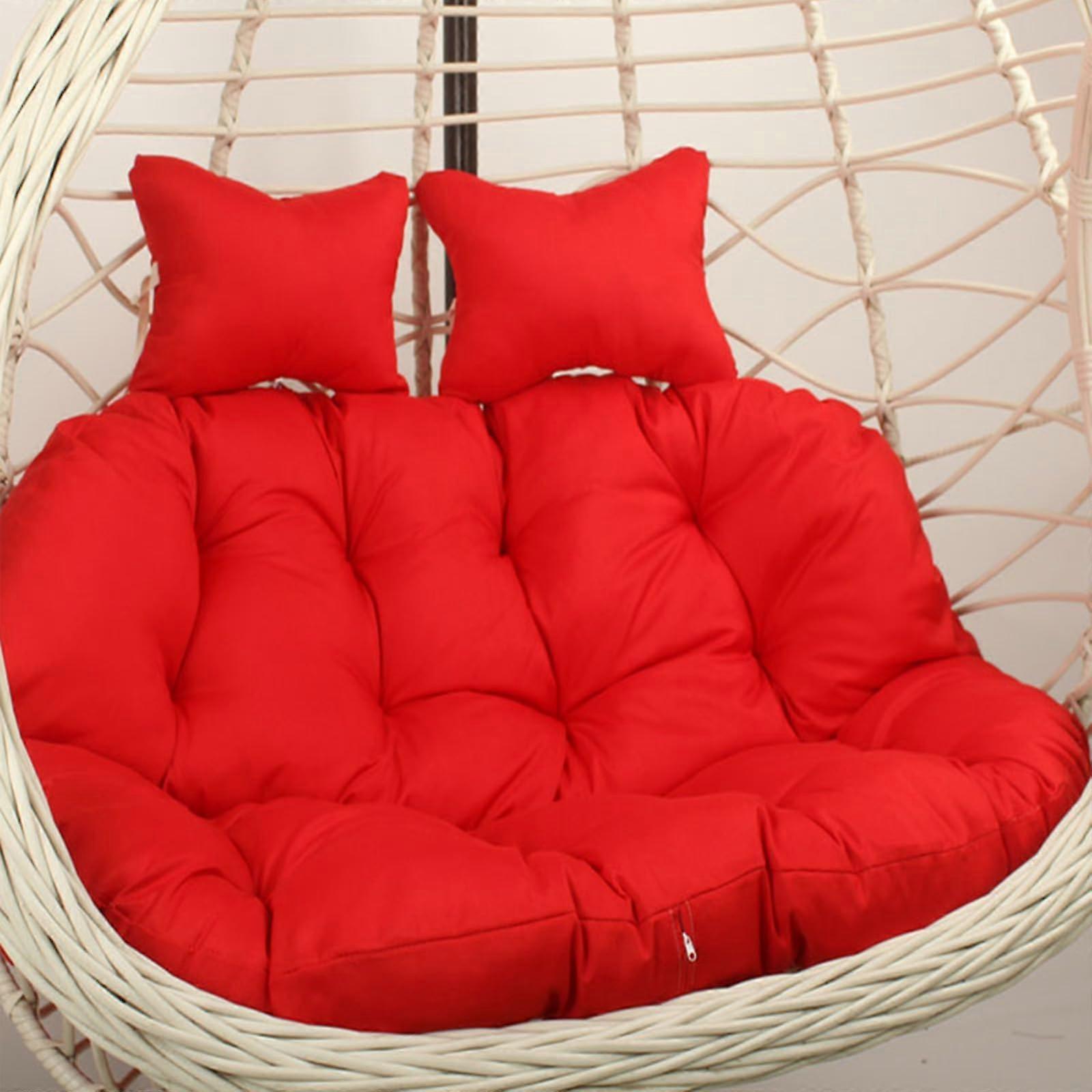 Outdoor swing cushion with adjustable headrest, washable, hammock, chair cushion for double swing, thick 2seater pads (red) Ref: 9526