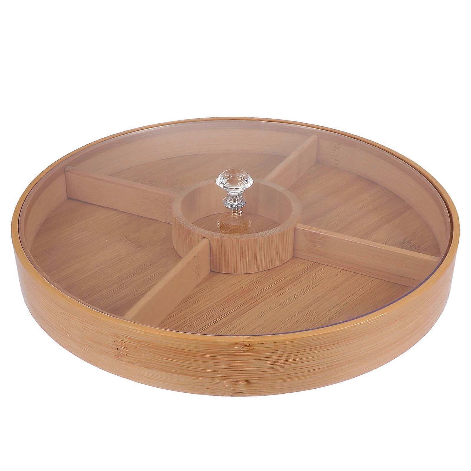 1Pc Dried Fruit Plate with Compartment Food Storage Tray and Lid Khaki