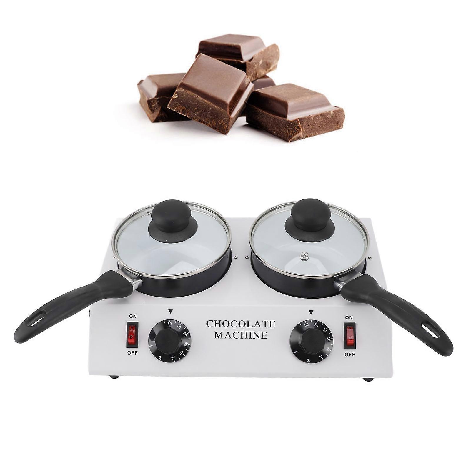 2 Tanks Chocolate Melting Machine Constant Temperature Aluminum Non Stick Manual Chocolate Machine 2kg US Plug 110V