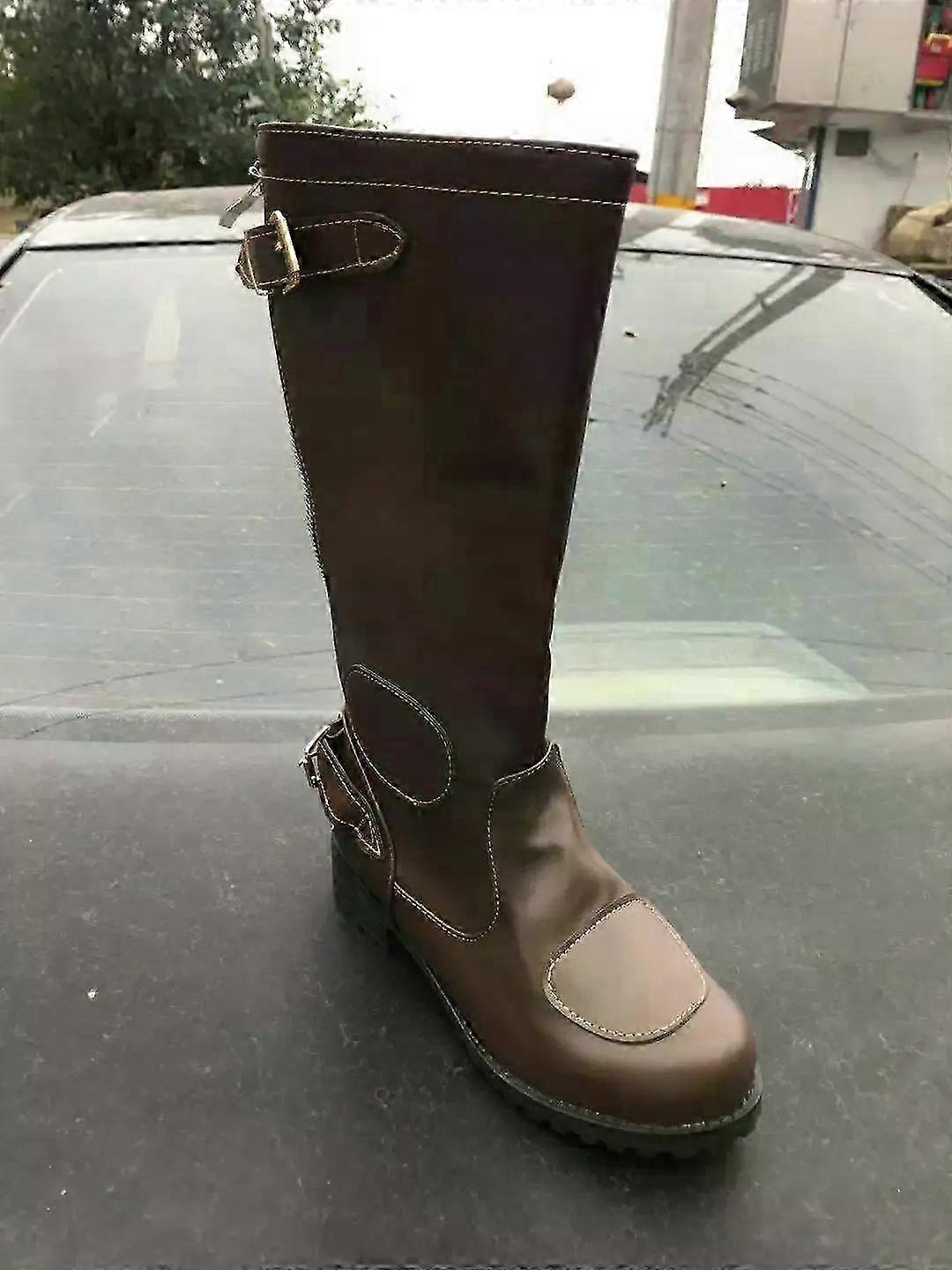 Men's Large Size Motorcycle Boots with Buckle Design for European and American Style