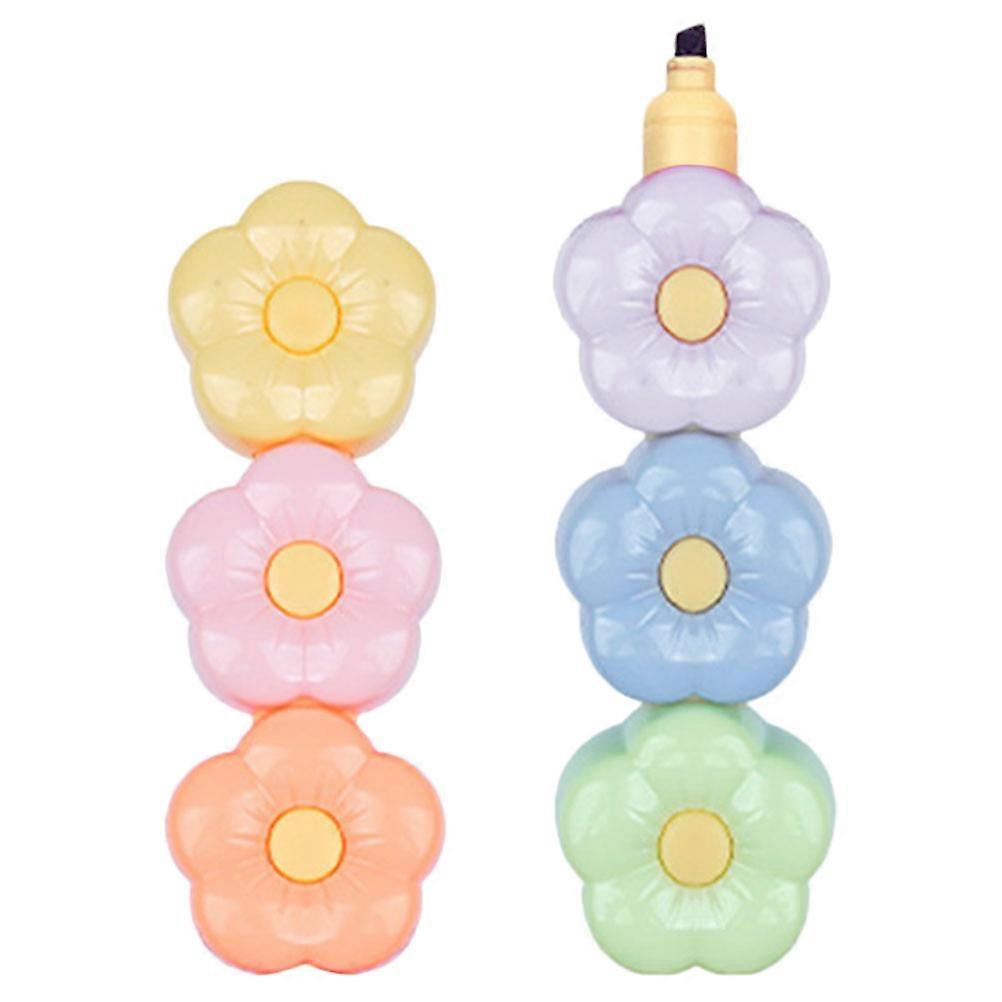 Flower Shaped Portable Highlighter Pens Stackable Marking Pens for Students Smooth Surface Text Suitable for Scrapbooking and Study Notes