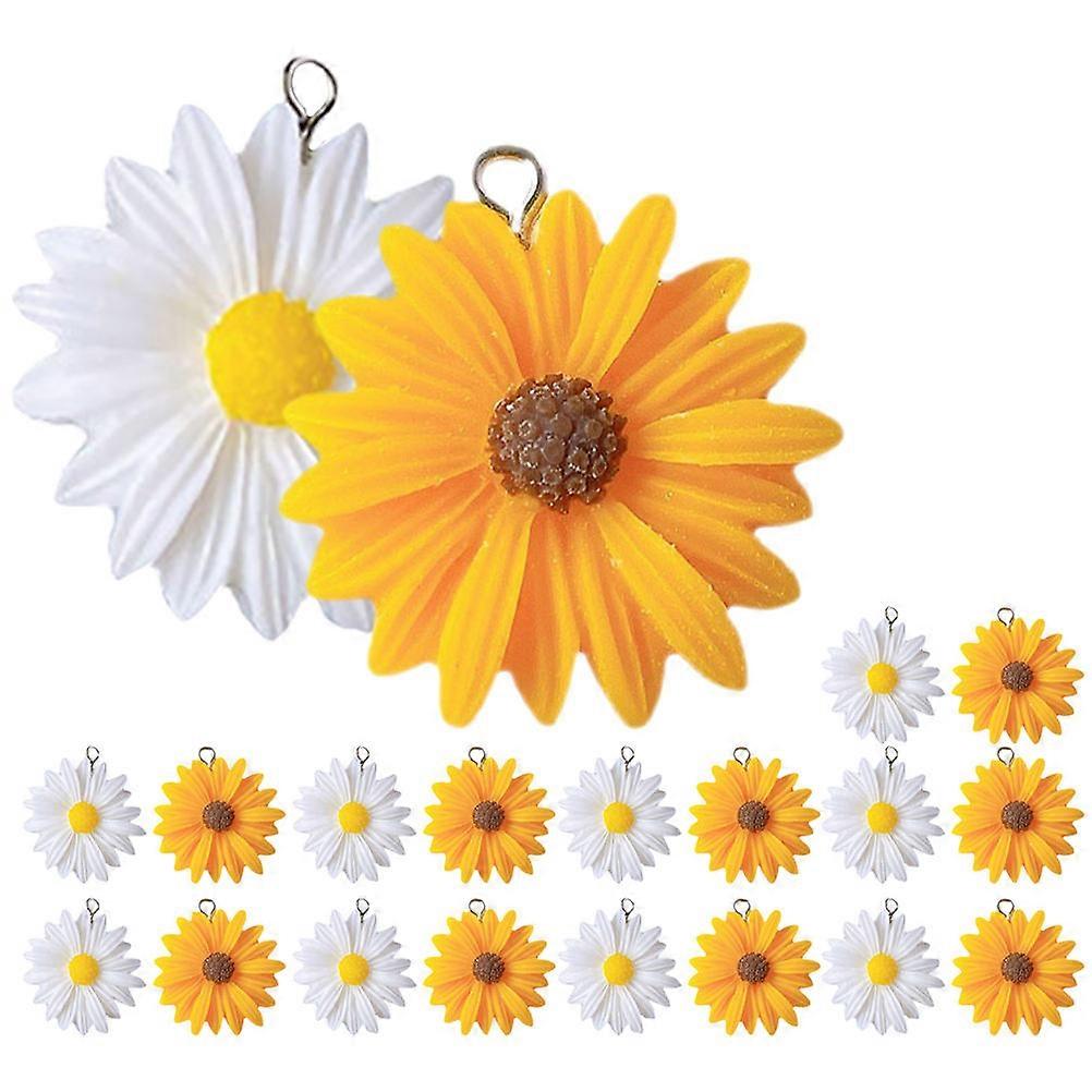 Mini Daisy Resin Charms Set 20pcs Decorative Pendants for DIY Jewelry, Bracelets, Earrings & Keychains – Unique Flower Beads for Crafts
