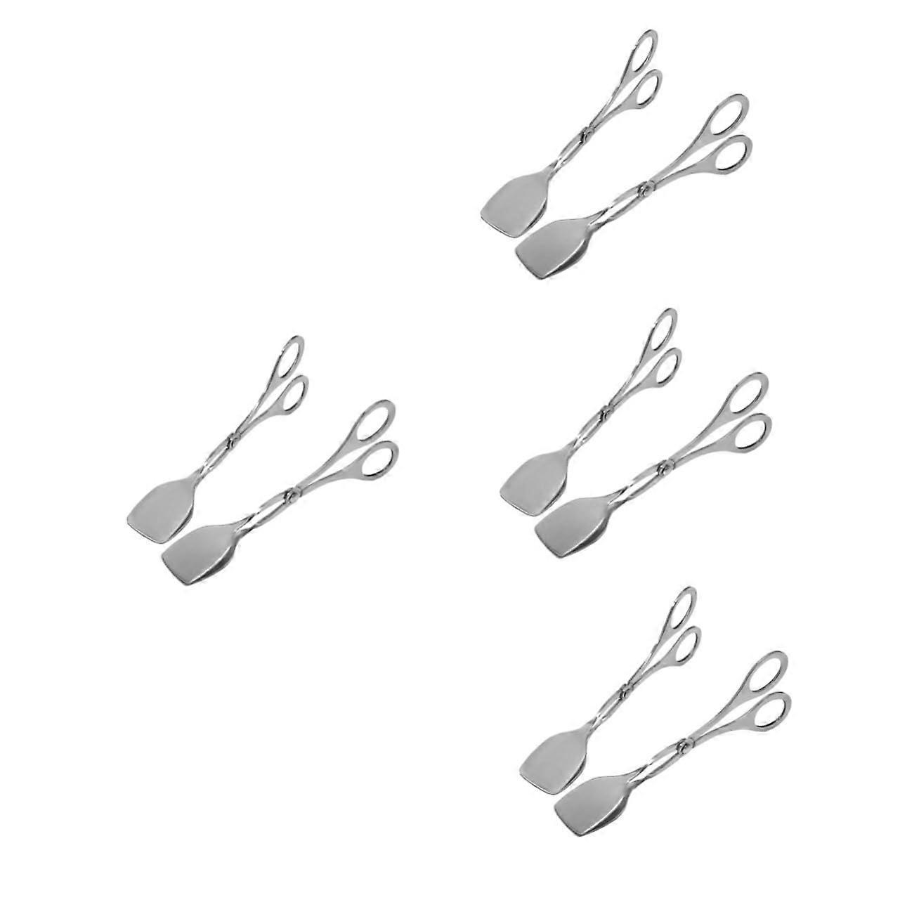 Stainless Steel Food Tongs Set of 4 - Grilling and Baking Tools for Buffet, Dessert, and Cooking - Rust-Free Silver, 2 Pieces