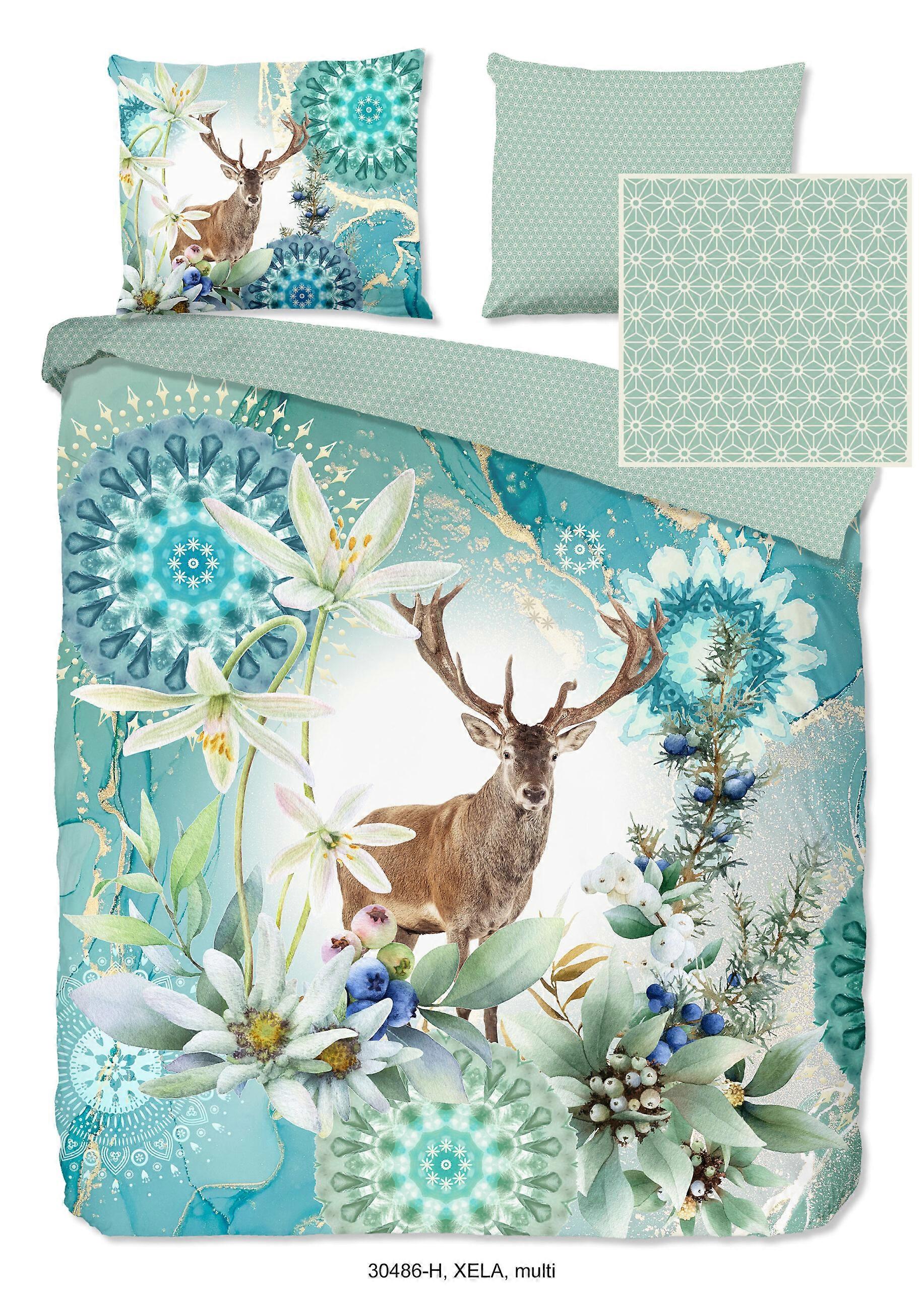 HIP Housse de couette « mandalas, fleurs et un cerf » - Multi - (200x200/220 cm) - Satin de coton