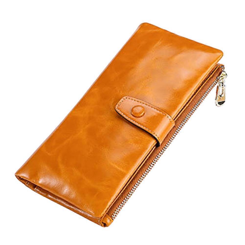 Card Wallet Anti-Theft Leather Wallet for Lady Women Orange Rectangular Conventions 1pc
