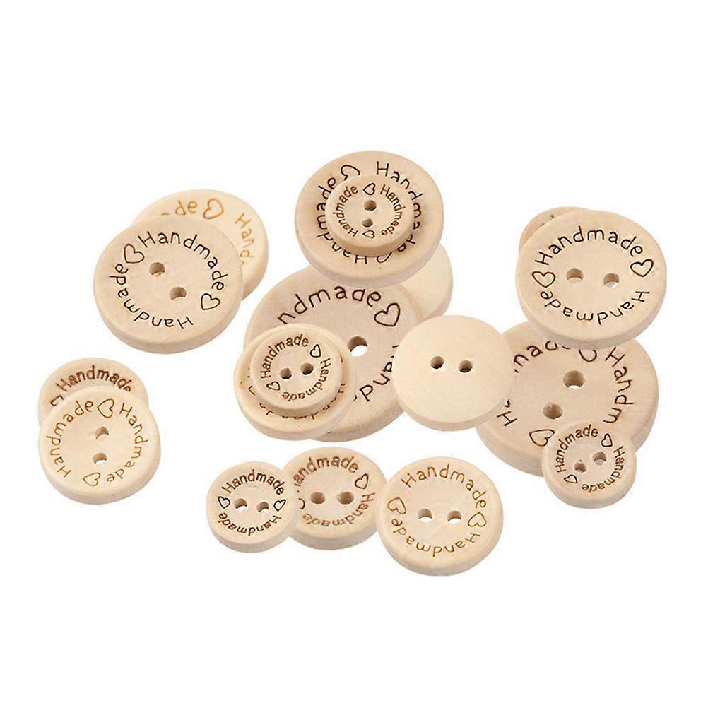 Sewing Buttons Decorative Novelty Buttons Wood Color Handmade Material Round Shape 2x2cm 200Pack