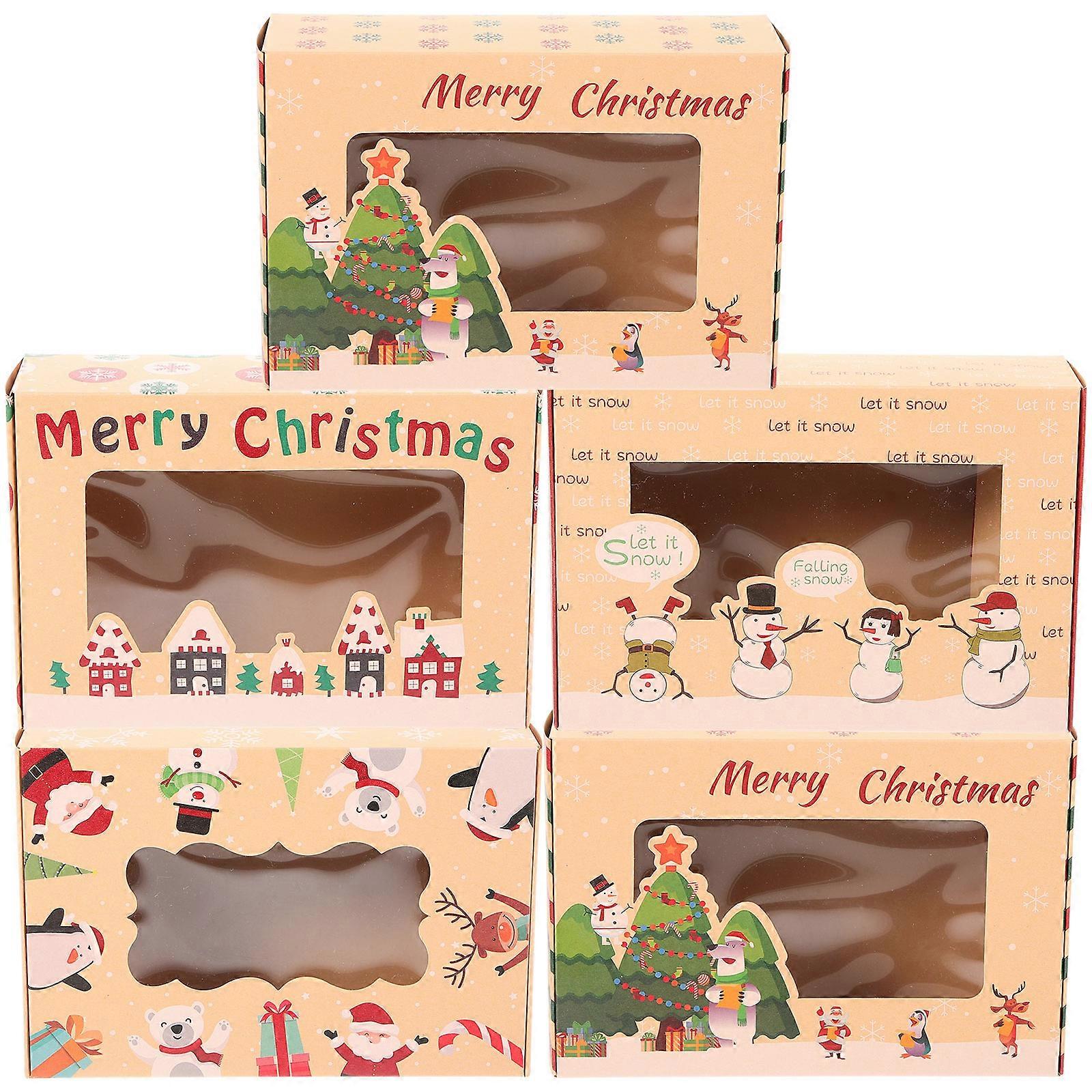 Cookie Packaging Small Bakery Boxes for Christmas Design 5Pcs