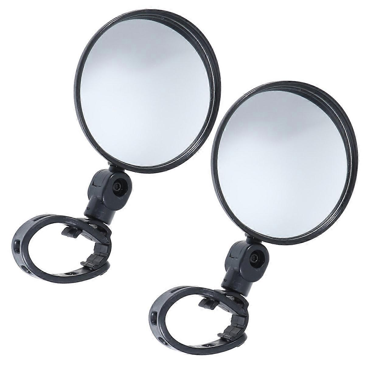 Bicycle Cycling Rear View Compact Black ABS Rearview Mirror For Handlebars 2Pcs