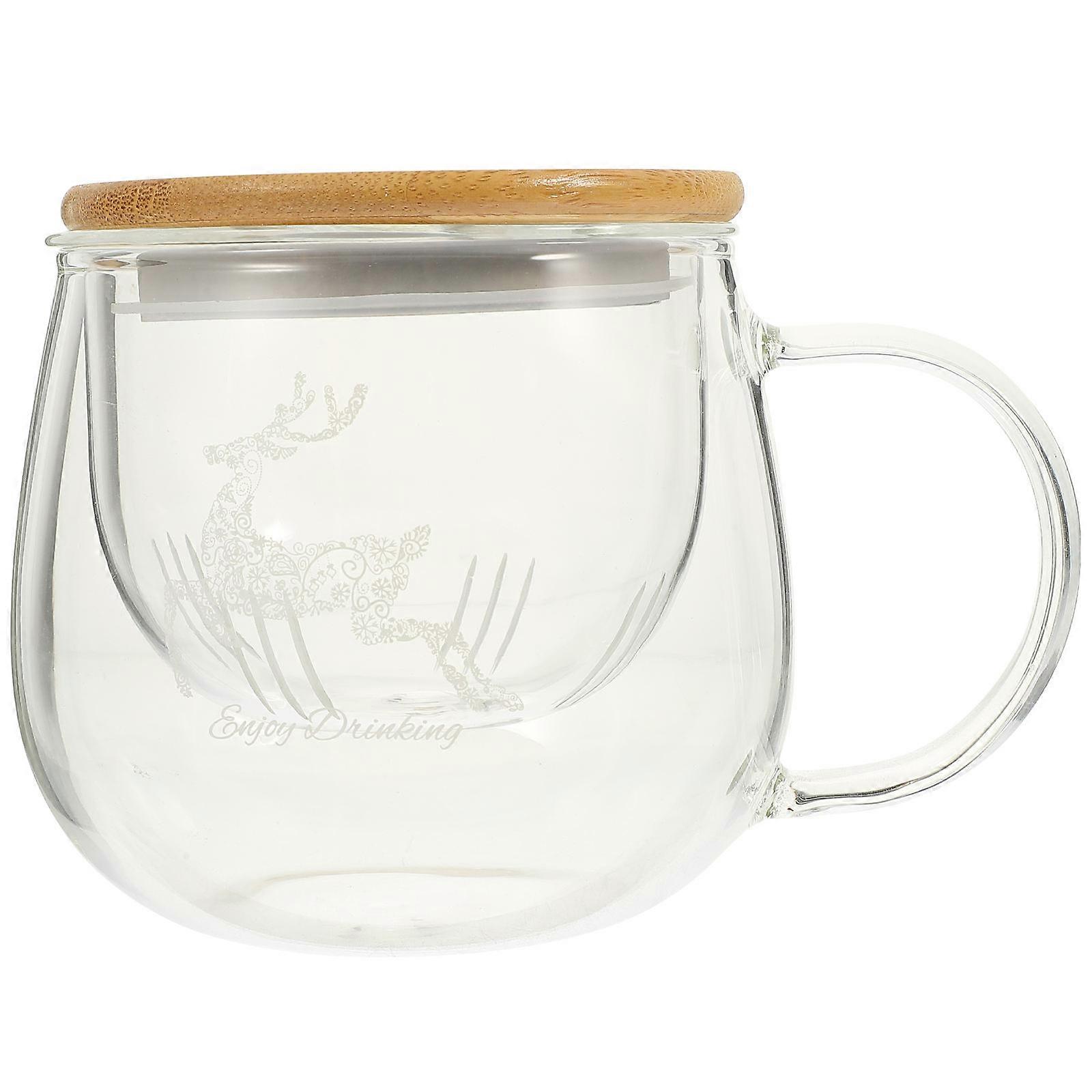 Clear Glass Tea Cups Tea Cup With Lid Filter Restaurant Use Food-Grade High Boron Silicate Glass Non-Toxic 1 Set