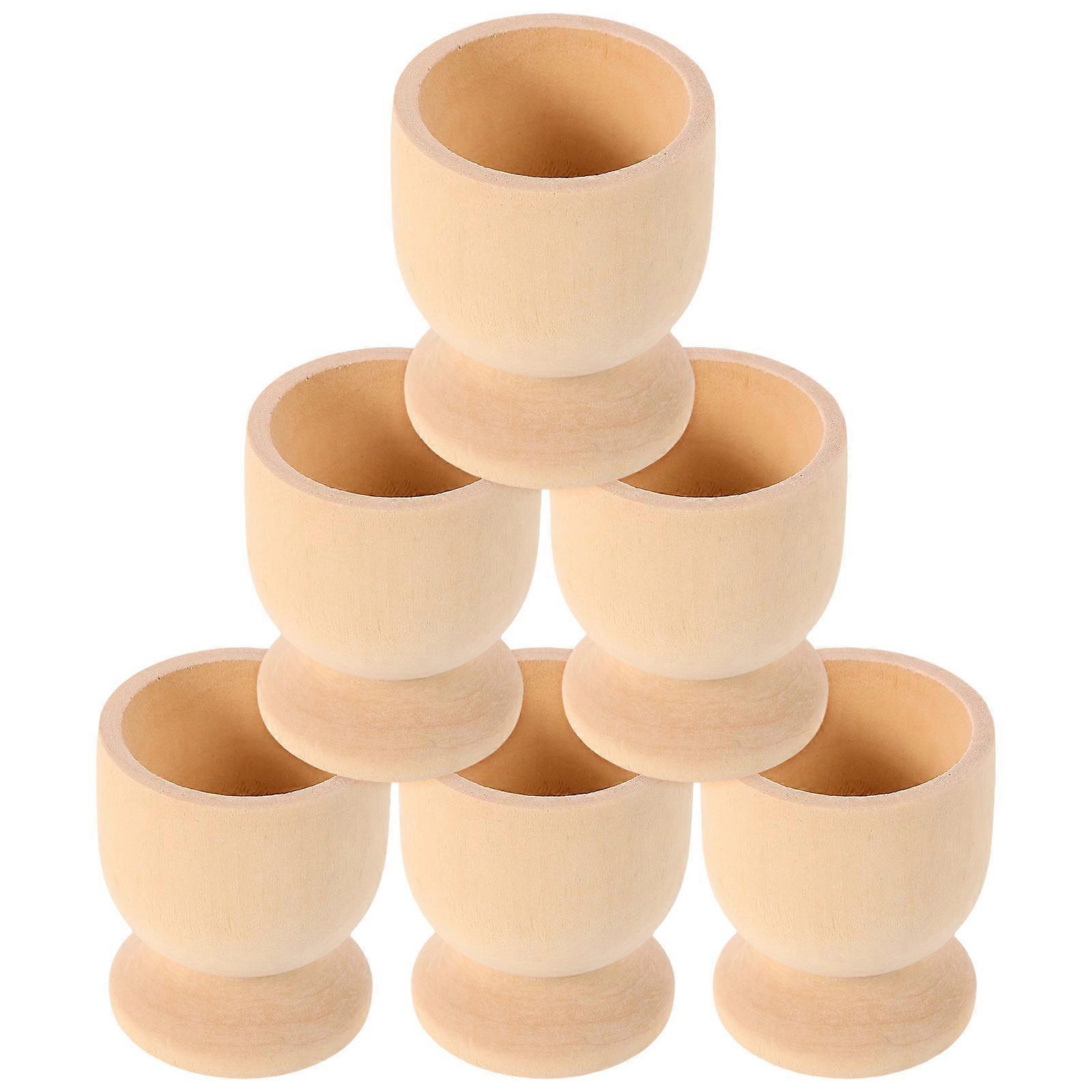 Cute Egg Tray Wooden Egg Storage for Easter Celebrations and Home Decor Rustic Style 6Pcs 5.00X4.00X4.00CM