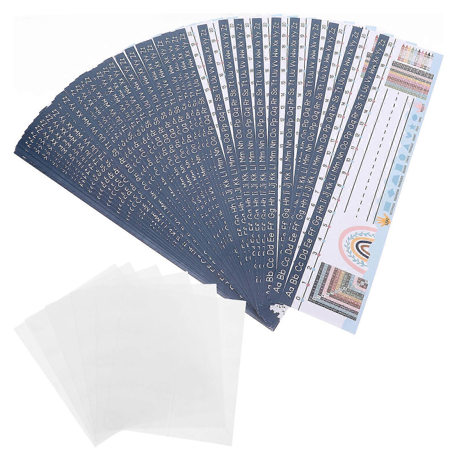 60pcs Self Adhesive Classroom Name Plates with Alphabet & Number Lines for Educational, Office & Home Use