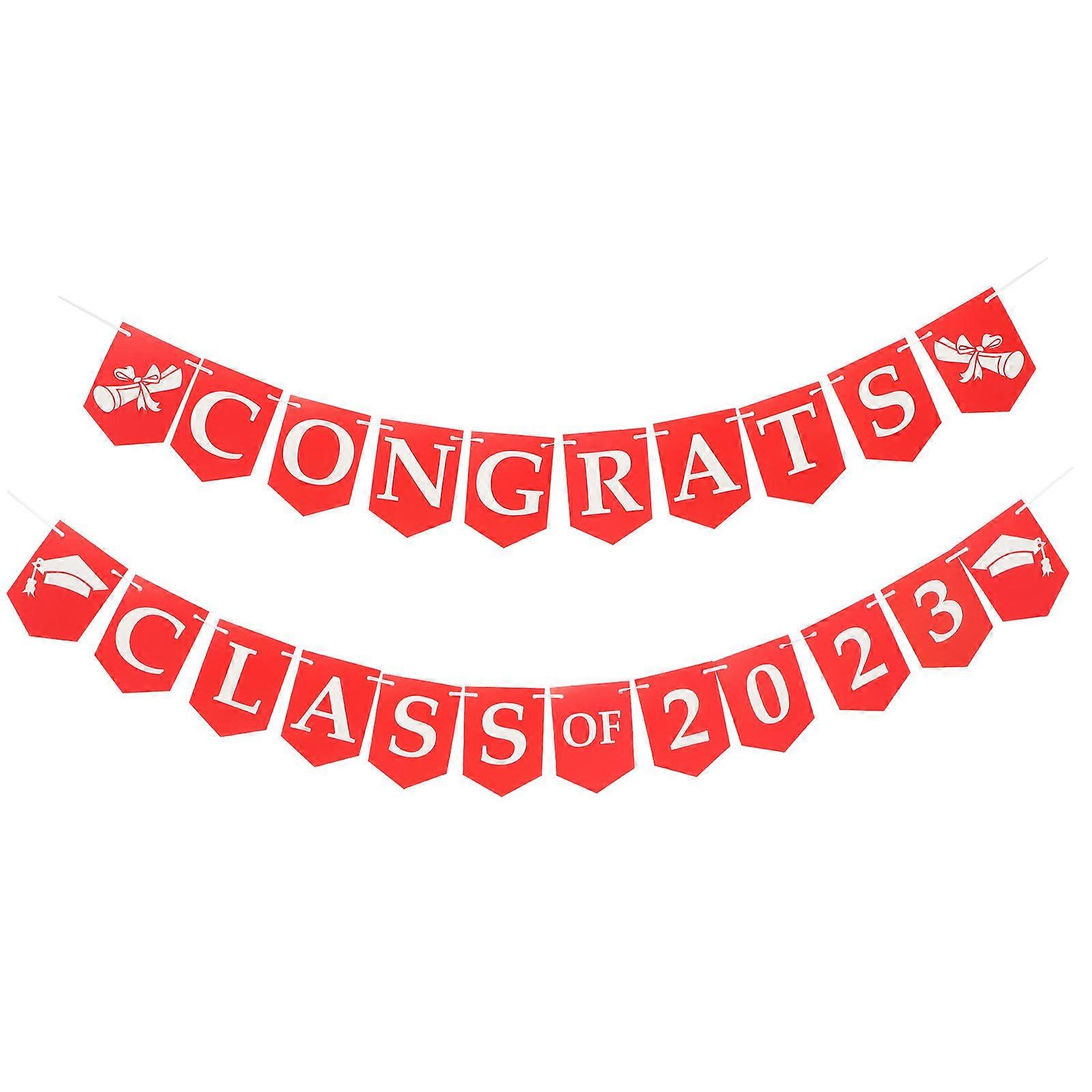 Decorative Graduation Party Banner Class of 2023 Red Photo Props for Graduation Ceremony 1Set