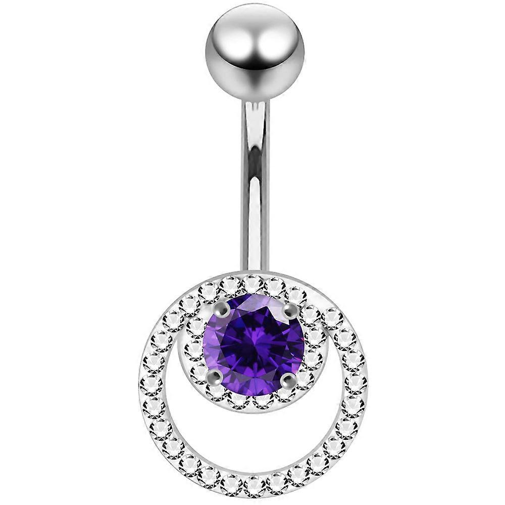 Cz Jewelled Cutout Crescent Non Dangle Belly Button Ring