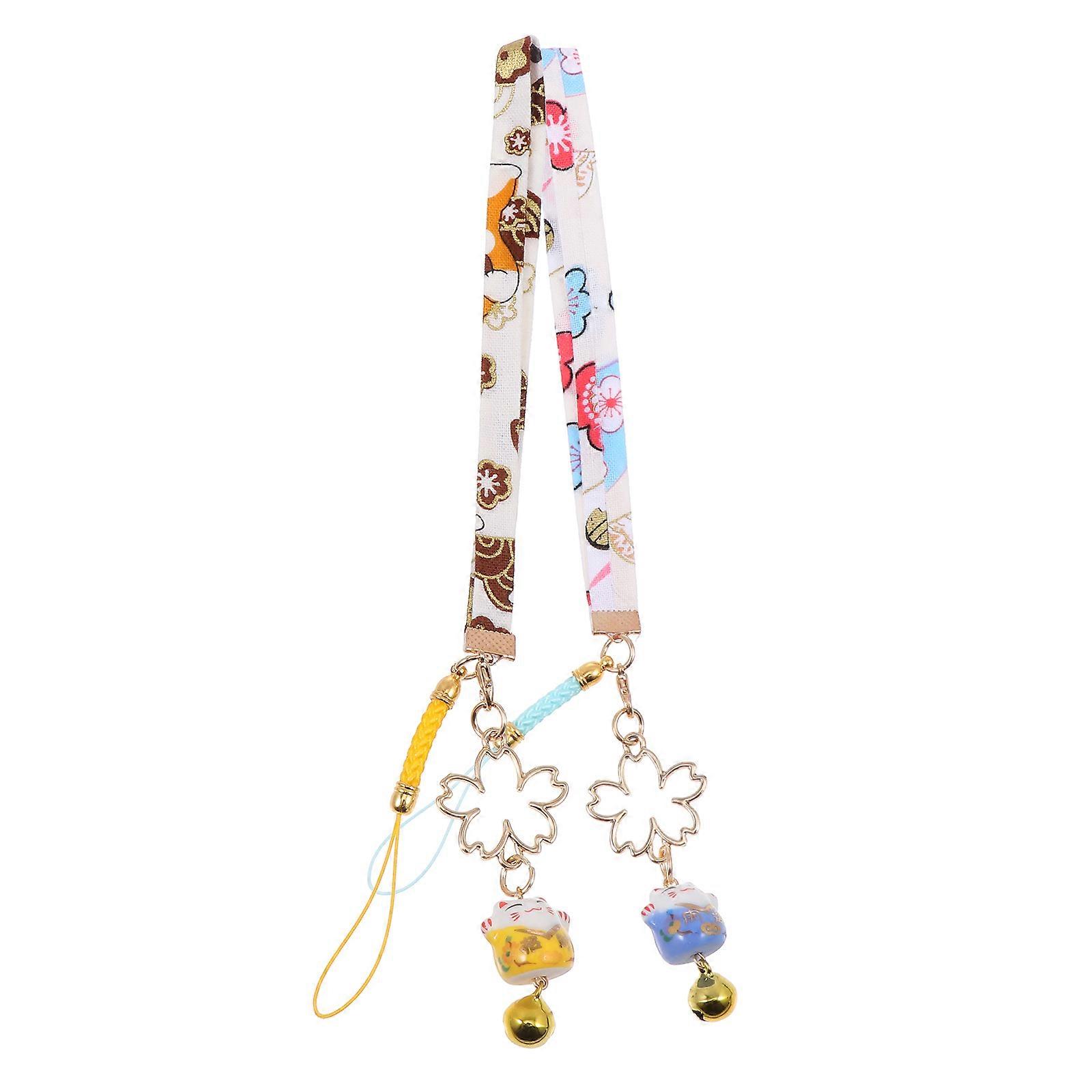 Cat Bell Phone Charm Adorable Fortune Cat Bell Cellphone Pendants Durable Bag Hanging Decors Blue 20x2x1cm Detachable Design 2Pcs