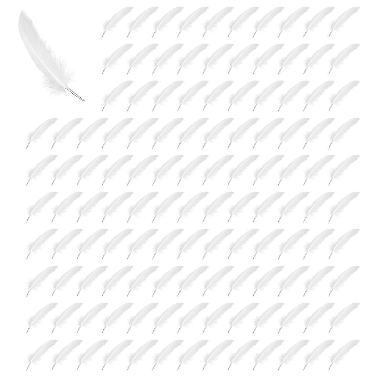 100pcs White Feathers Goose Craft for Party Hat Crafts 15-22cm