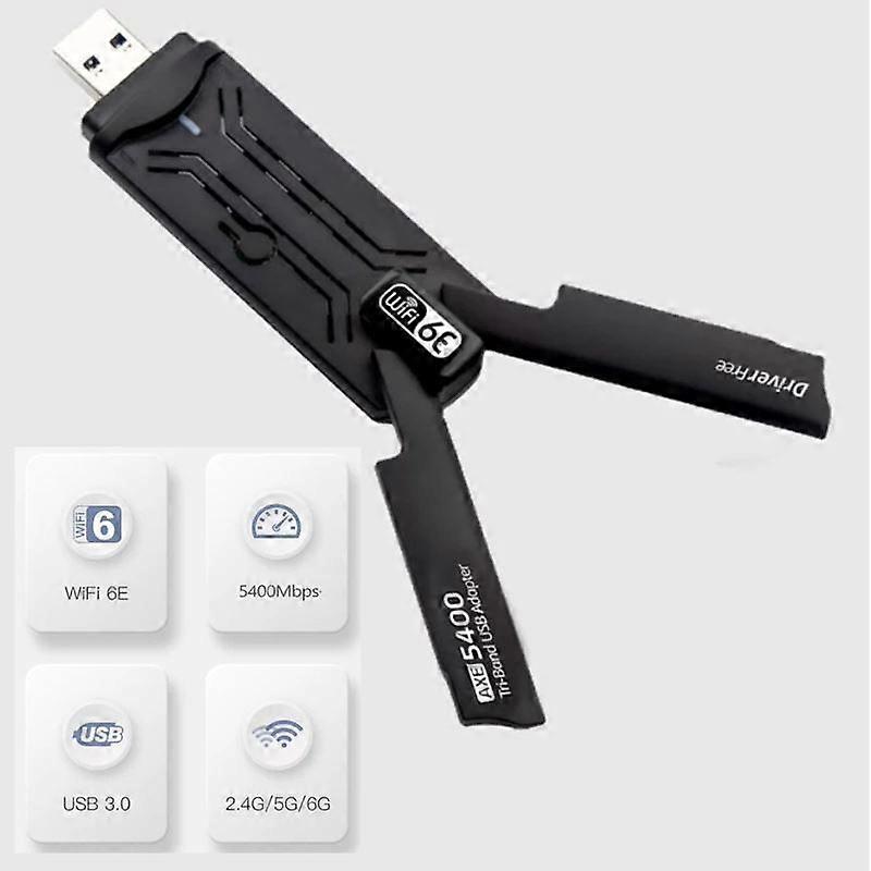 WiFi6E AX5400 USB3.0 Adapter Triple Band Wireless Network Card 802.11AX 6GHz High Gain Antenna For Laptop