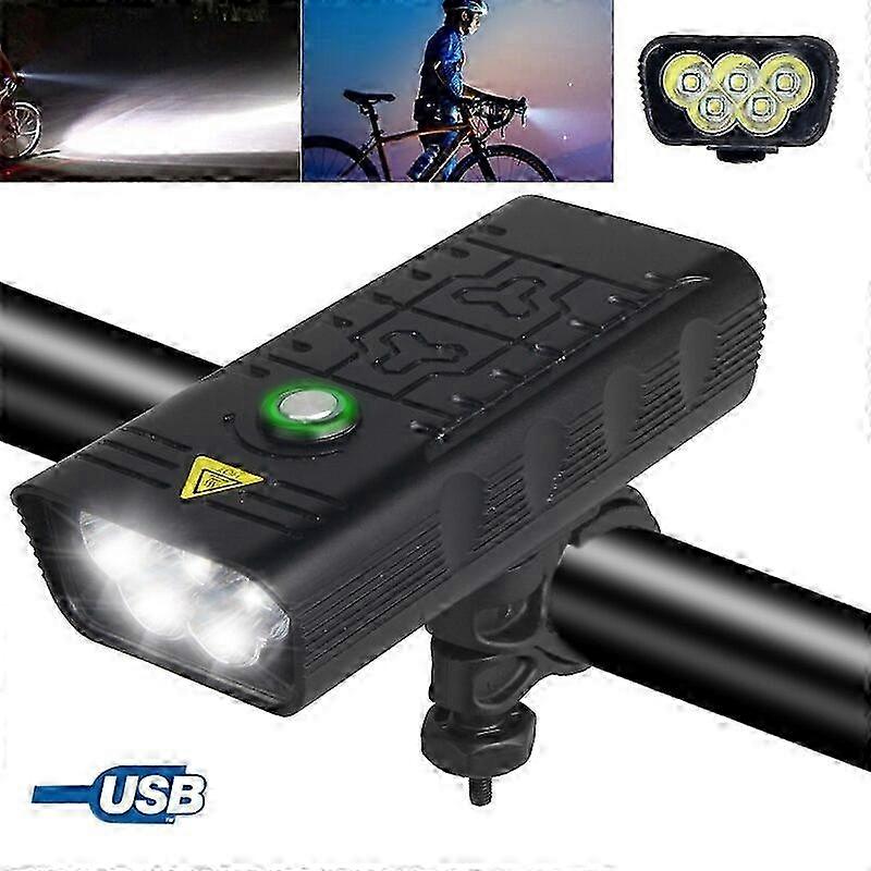 Waterproof 5*T6 LED Front Bicycle Lamp USB 9600mAh Rechargeable Battery Bike Light with 4 Modes
