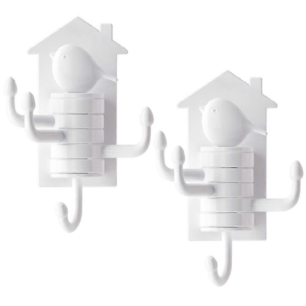 Wall Hook 2Pcs White No Drilling Needed Bathroom Towel Rack for Home Use