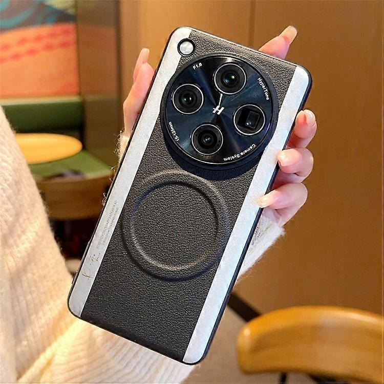 Compatível Para Oppo Find X8 Pro 5G Case Compatível com MagSafe Splicing Color PC + PU Leather Phone Back Cover