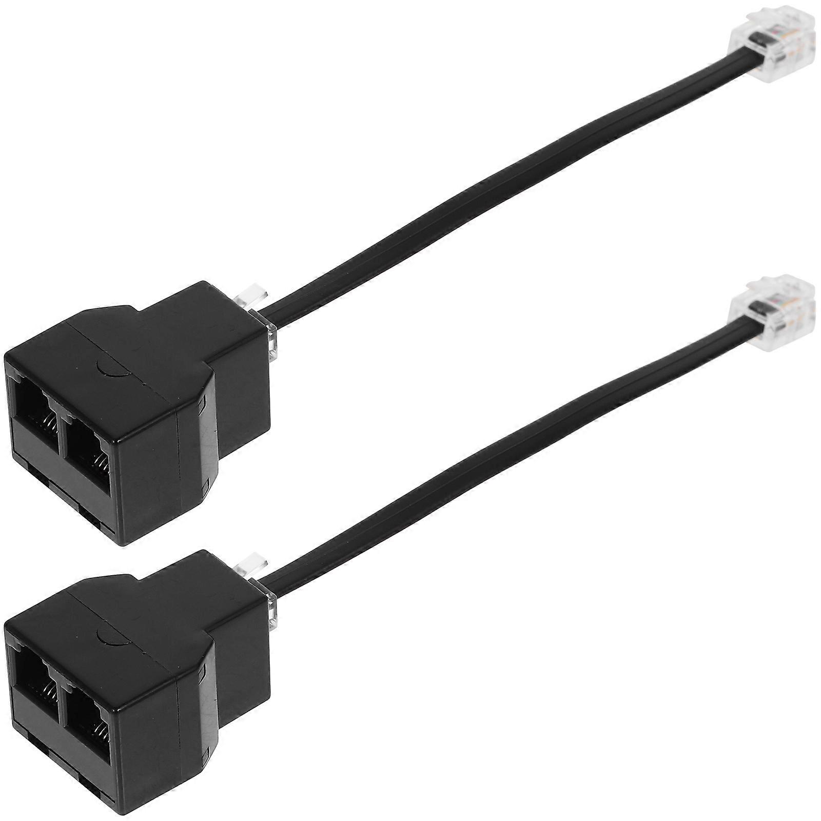 2pcs Telephone Line Adapter Splitter Converter Cable for Landline Phones – Supports Simultaneous Connection of Telephones, Fax Machines, and Modems