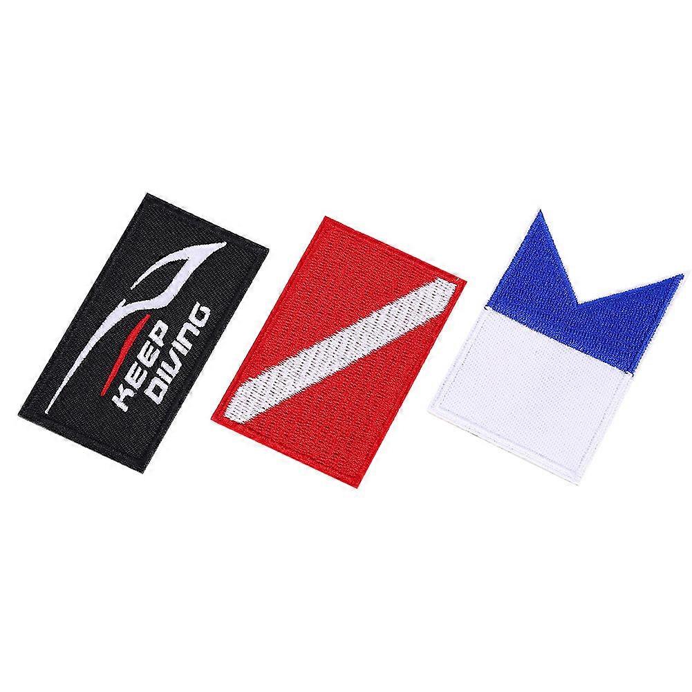 3PCS Scuba Diving Flag Patch Embroidered Diver Badge DIY Accessories for Backpack Hat