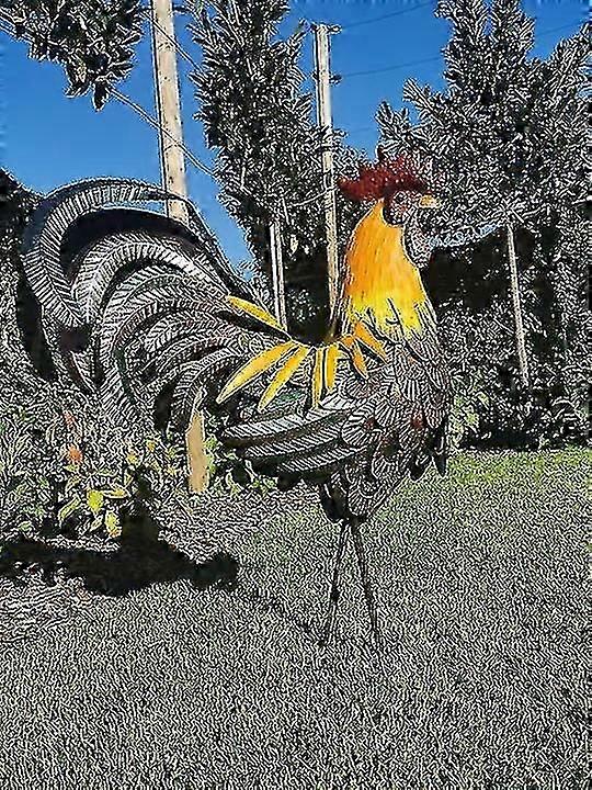 Ghyt Garden Rooster Statues & Sculpture, Metal Chicken Animal Yard Art Lawn Ornament Figurines Artwork For Outdoor, Patio,backyard And Home Kitchen De