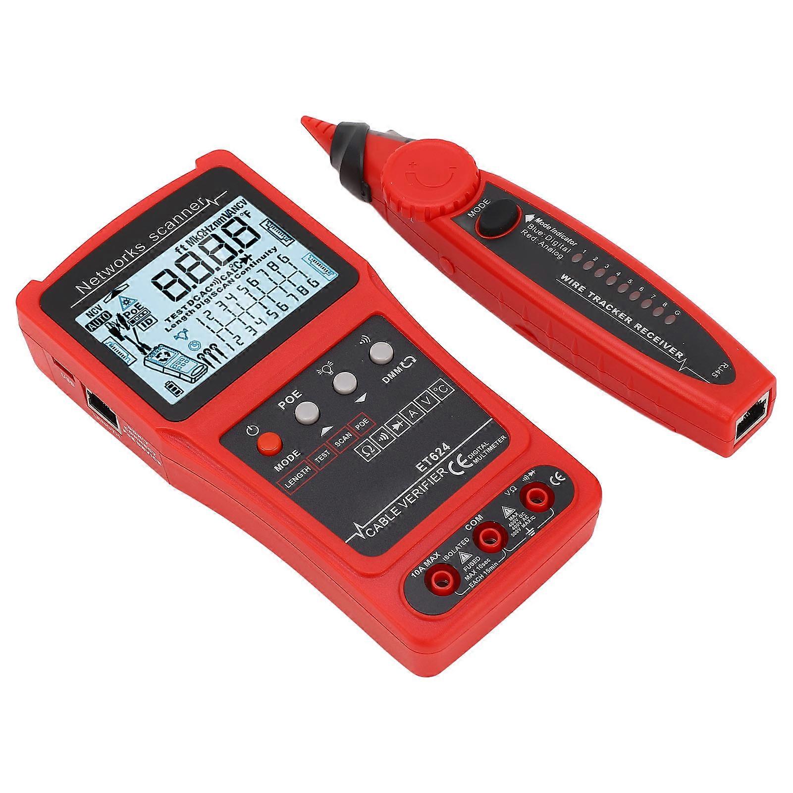 Multifunctional Wire Tracer CAT5 CAT6 Network Cable Tester Line Finder Digital Circuit Analyzer with Battery