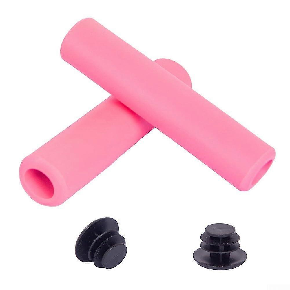 Comfortable silicone sponge bicycle handlebar grips, easy to install and maintain (Pink)