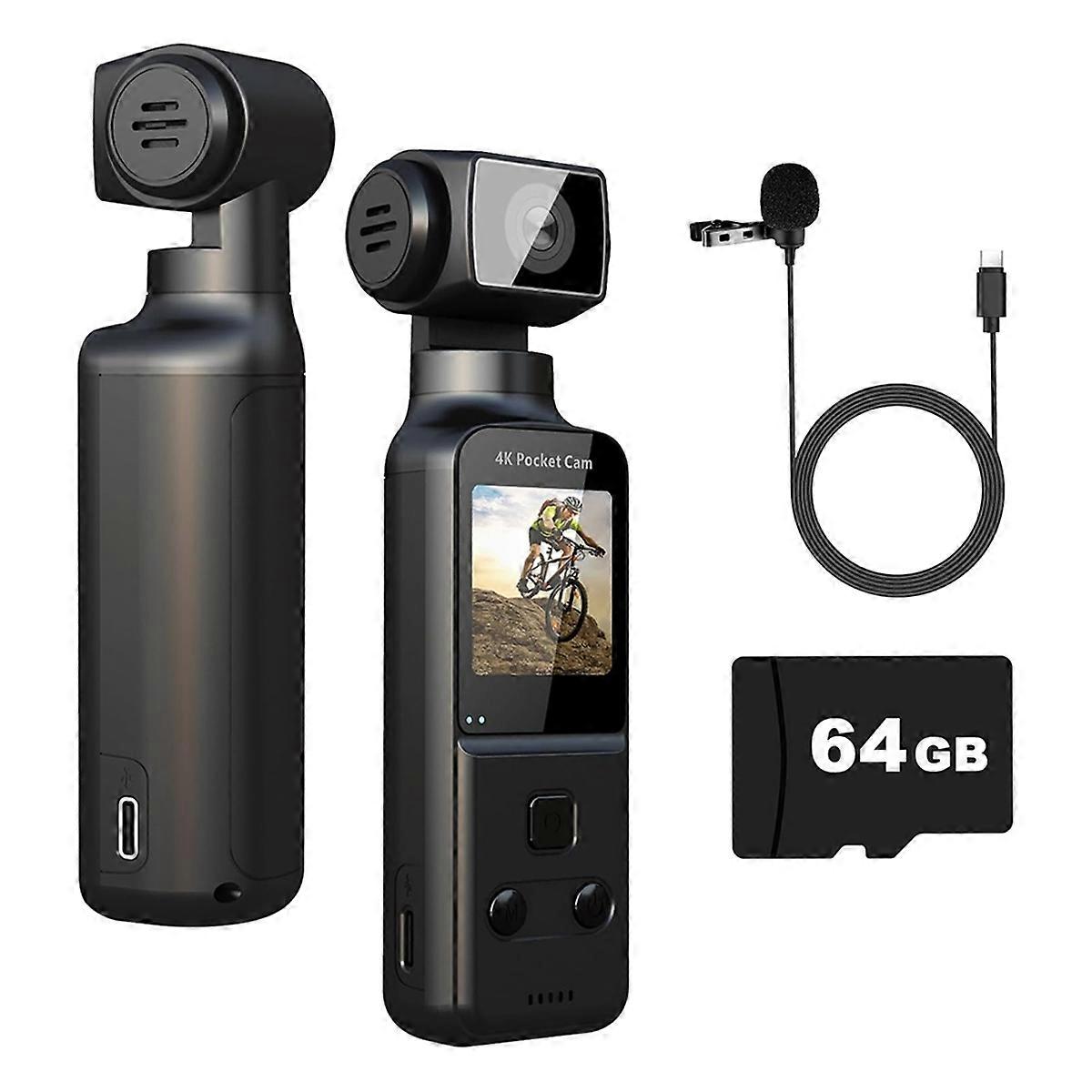 4K Body Camera with External Microphone, Mini Pocket Digital Wifi Camera for Outdoor Sport, Bike, T