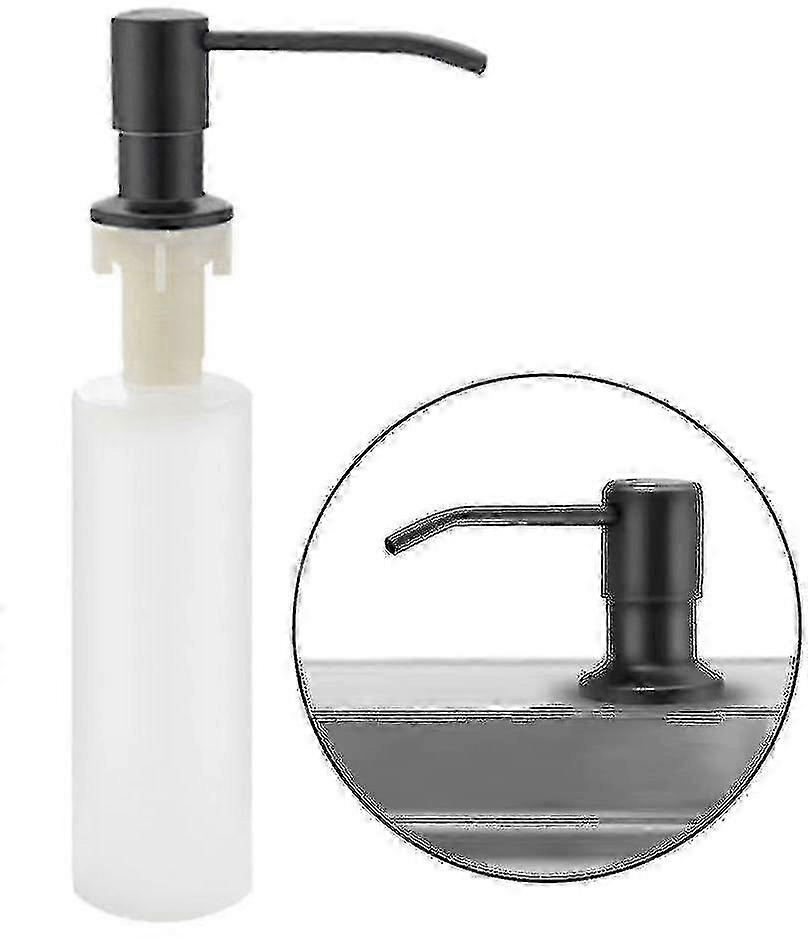 Kitchen Sink Soap Dispenser, 350ml Kitchen Stainless Steel Built-in Detergent Dispenser, Refillable Soap Dispenser With 360 Rotating Pump-350ml-Black