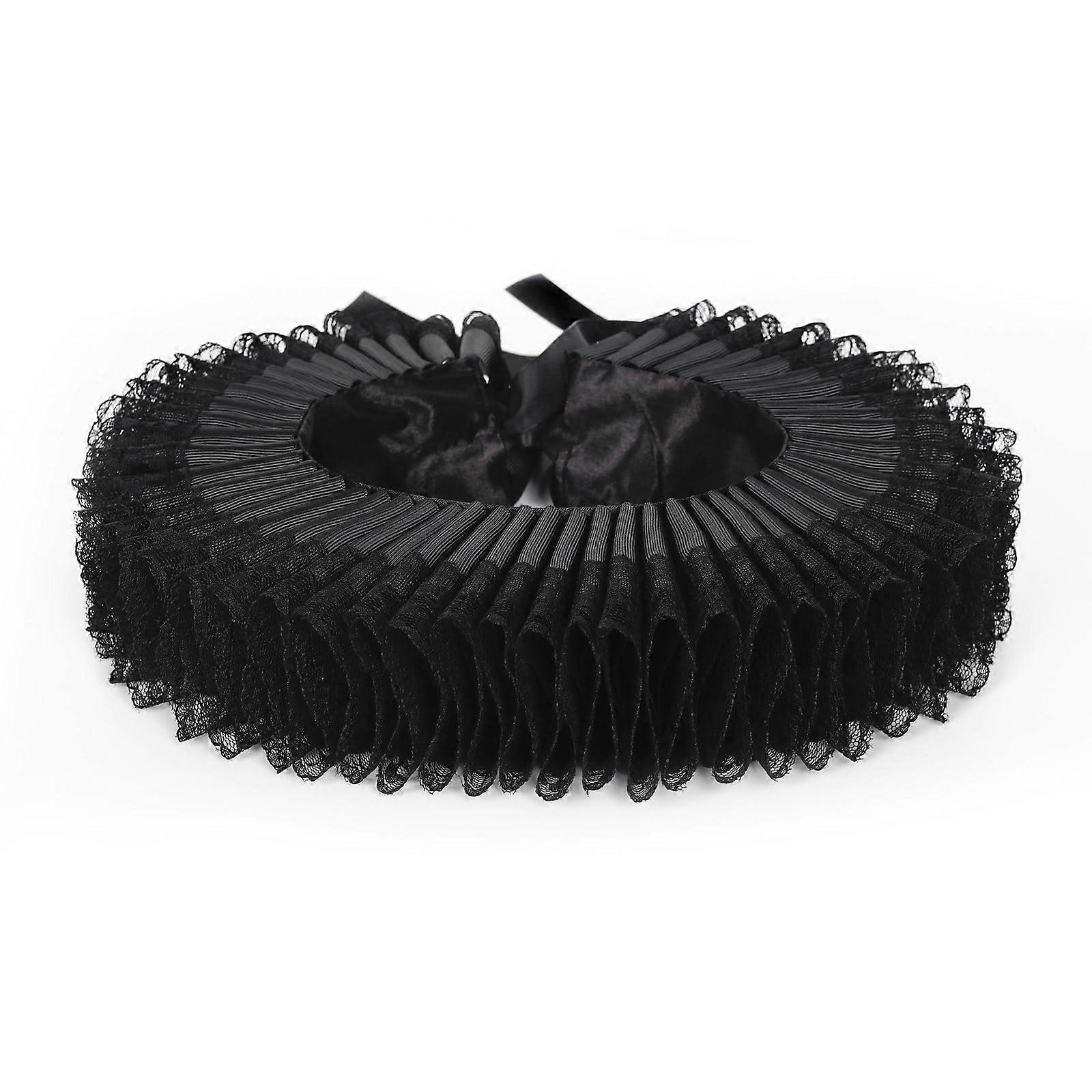 Comfortable Elizabethan collar, Victorian ruffled choker, adjustable collar for medieval black