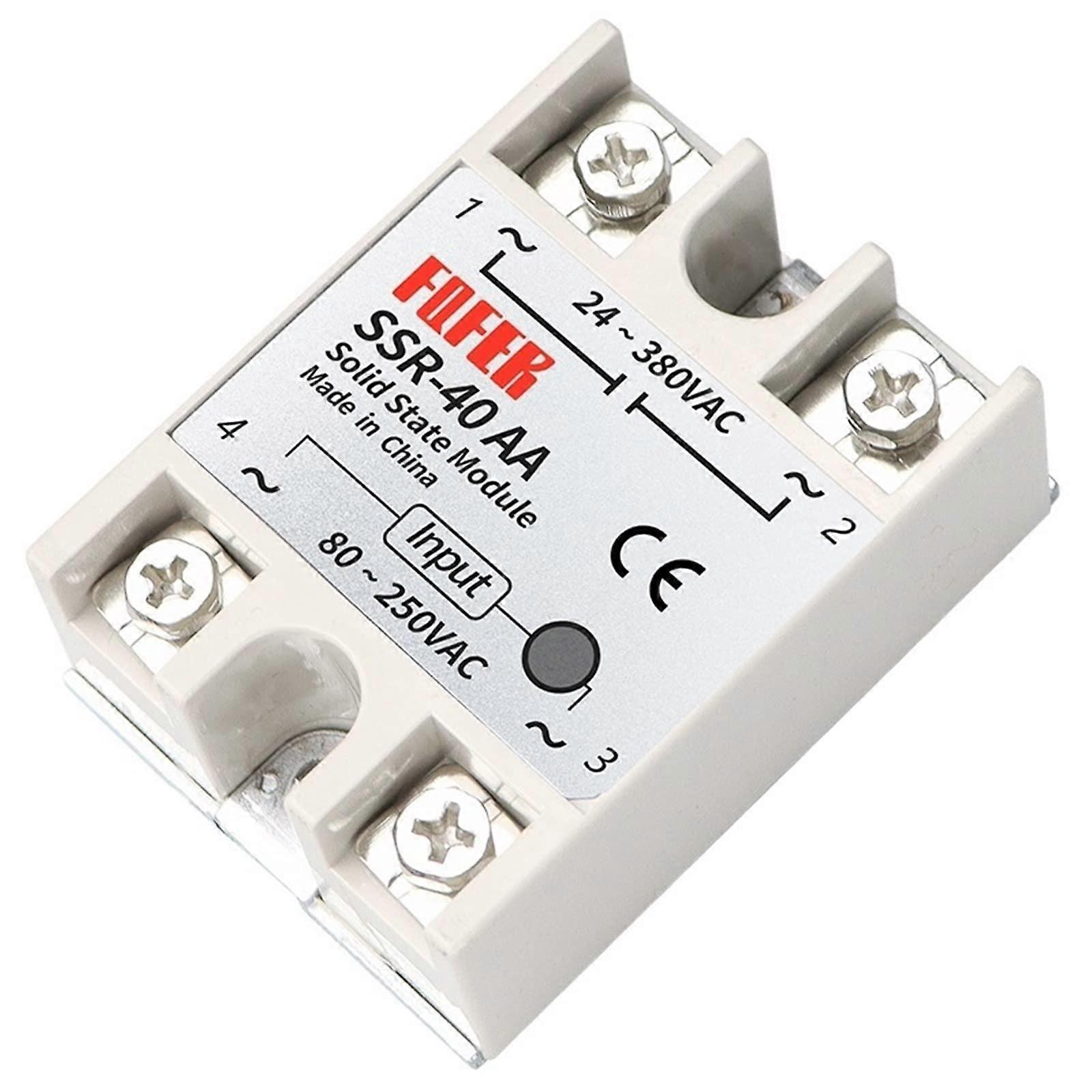 1PC 10A 25A 40A 60A ACAC SinglePhase Solid State Relay SSR10AA SSR25AA SSR40AA SSR60AA 80250VAC Ref: 5274