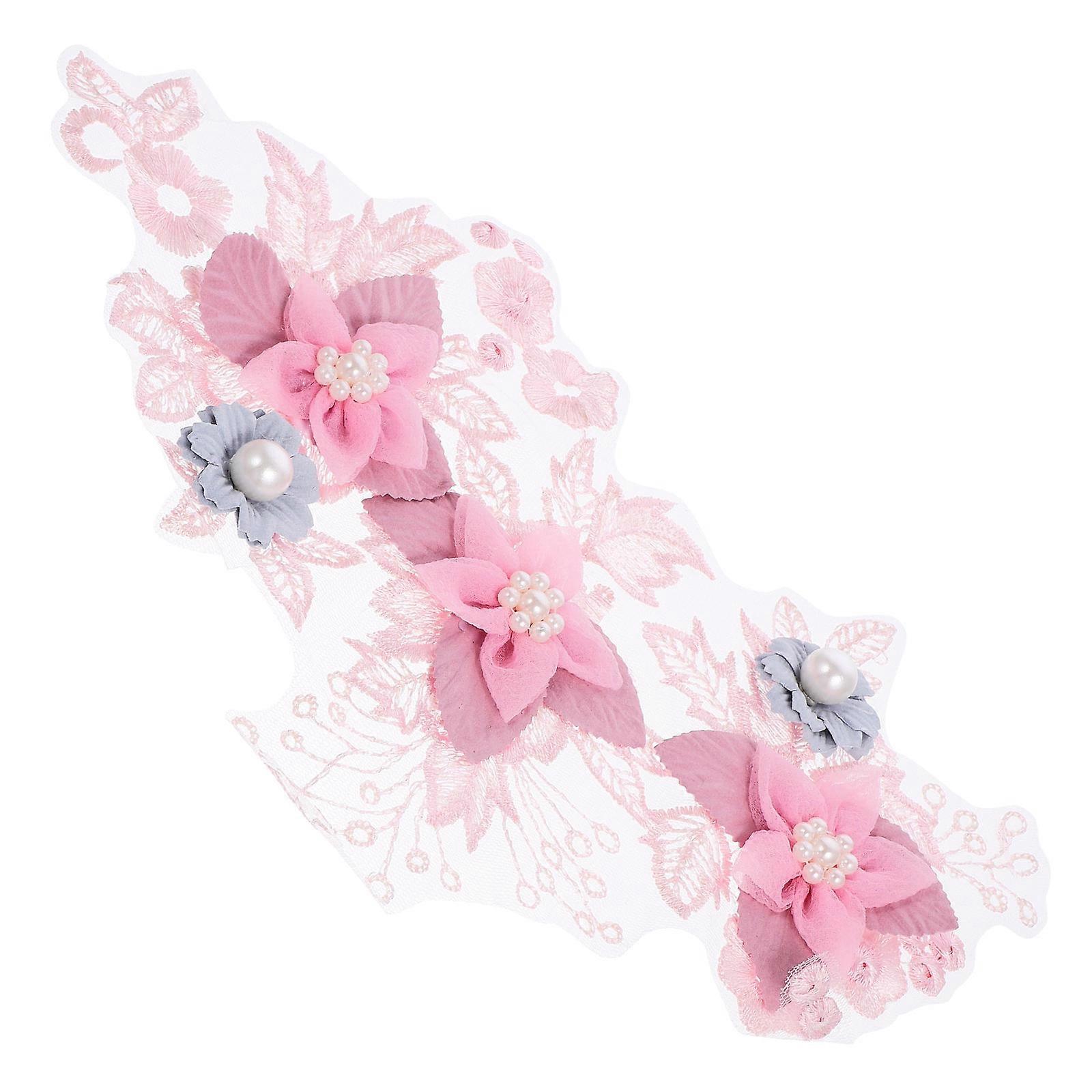 Clothing Embroidery Patch Stereoscopic Flower Design for Crafts Decoration Fabric Pearl Lace 31x20x2cm 1Pack