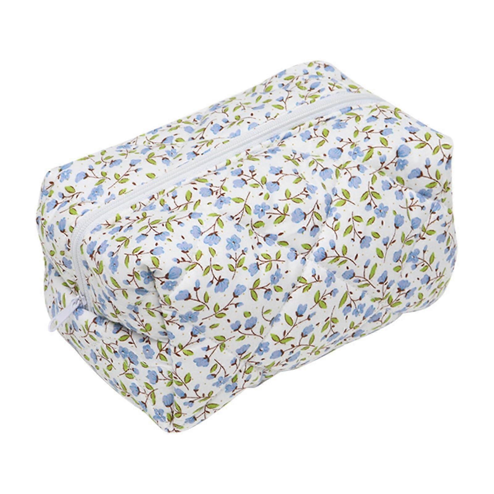 Cosmetic Bag Floral Pattern Soft Travel Large Capacity Portable Makeup Bag 6.8 x 4.1 x 3.9in Color A