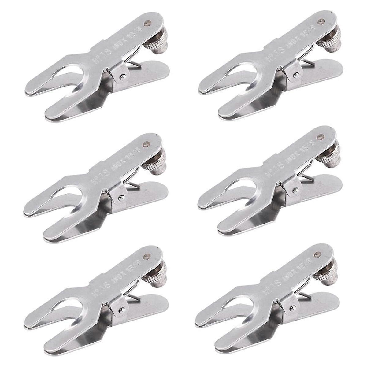 6PCS Lab Clamp, Stainless Steel Pinch Clamp Beaker Holder Flask Clamp Metal Lab Clamp Spherical Joint Clamp Model 18