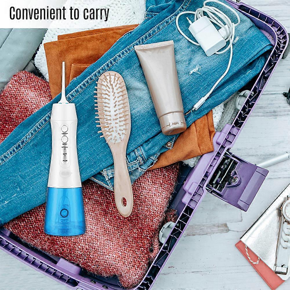 Flosser 3 modes avec 5 embouts de jet Réservoir d’eau professionnel de 300 ml Irrigateur buccal dentaire sans fil Nettoyeur de dents portable pour les appareils de voyage à domicile Soins des gencives