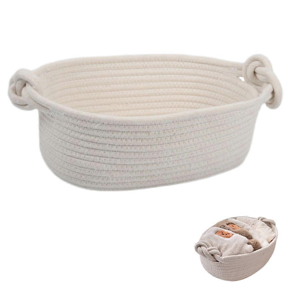 Wicker Storage Basket For Blankets Toys Organizing White 30x20x10cm 1Set