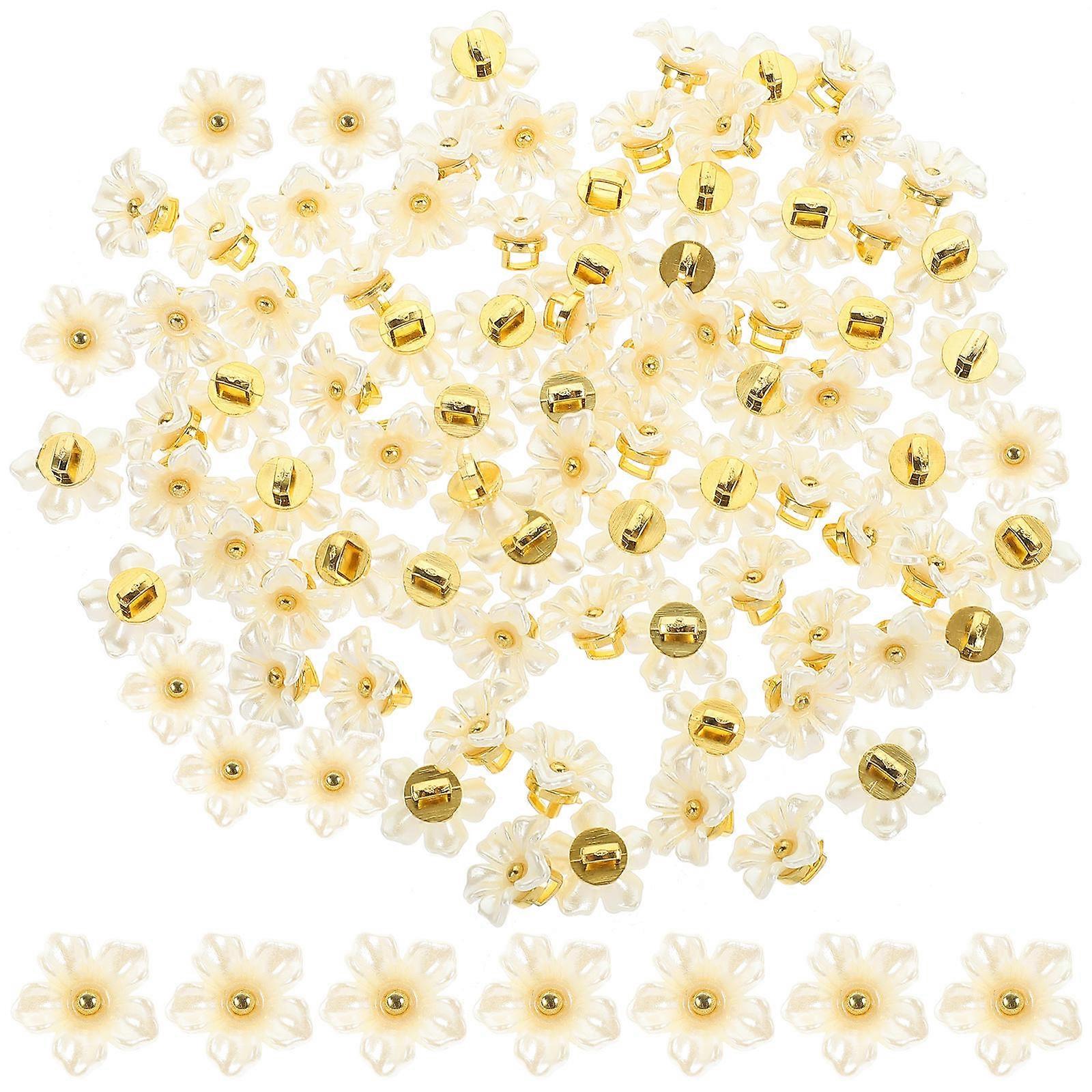 Sewing Clothes Buttons Flower Shaped For Sewing Projects Plastic 1.30X1.30X0.80Cm 100Pcs