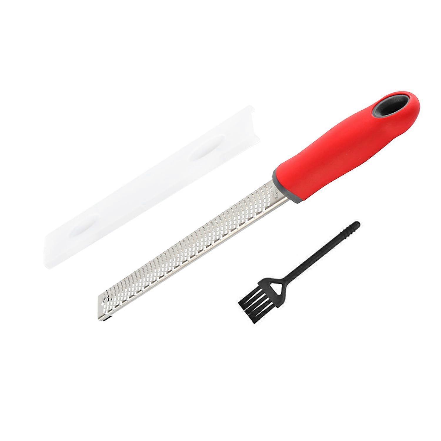 Lemon Zester, Stainless Steel Grater with Handle, Sharp Blade Cover (Red)