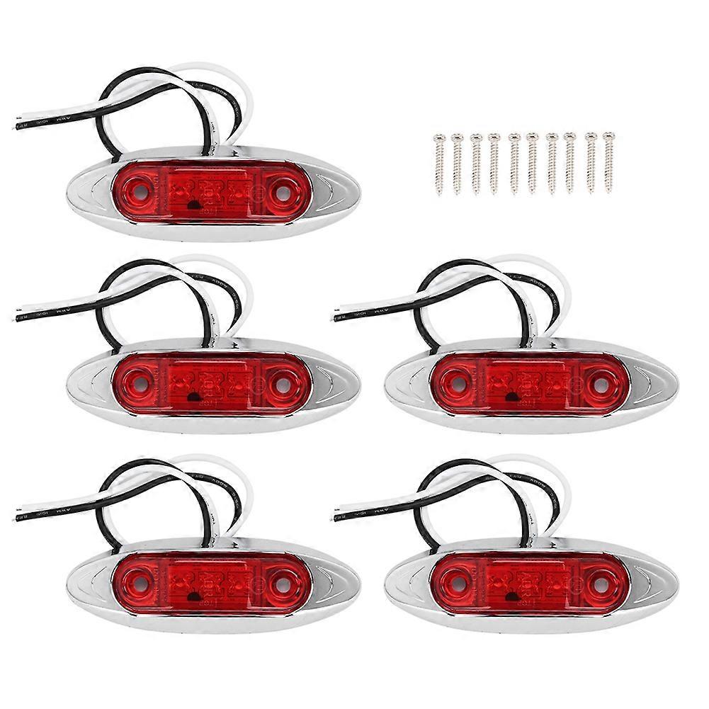 5Pcs 10-30V 3LED Side Marker Indicators Lights Car Turn Signal Light Clearance Light (Red)