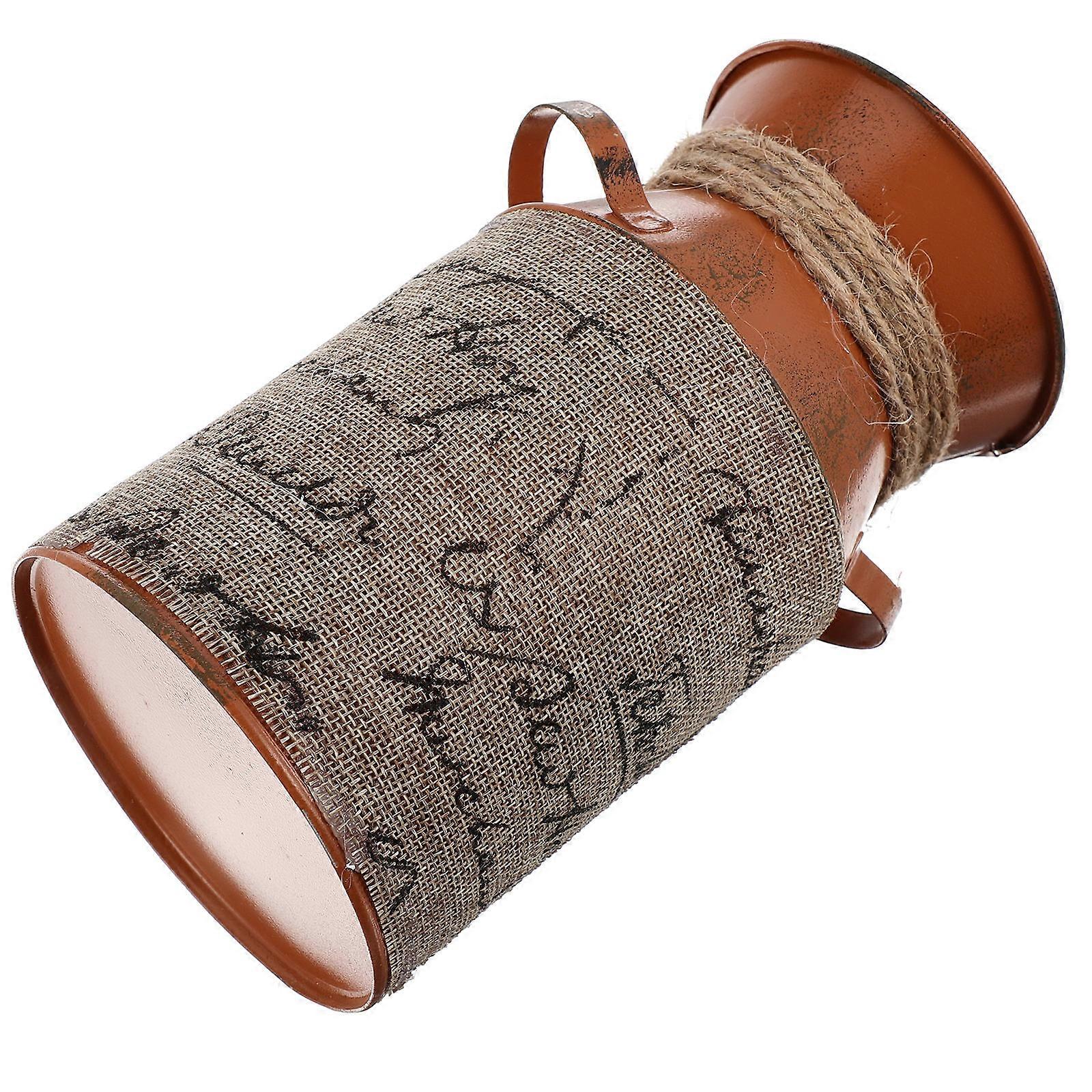 Retro Rustic Iron Flower Bucket Planter – Durable Vintage Style Container for Floral Arrangements, Storage & Decorative Plant Use