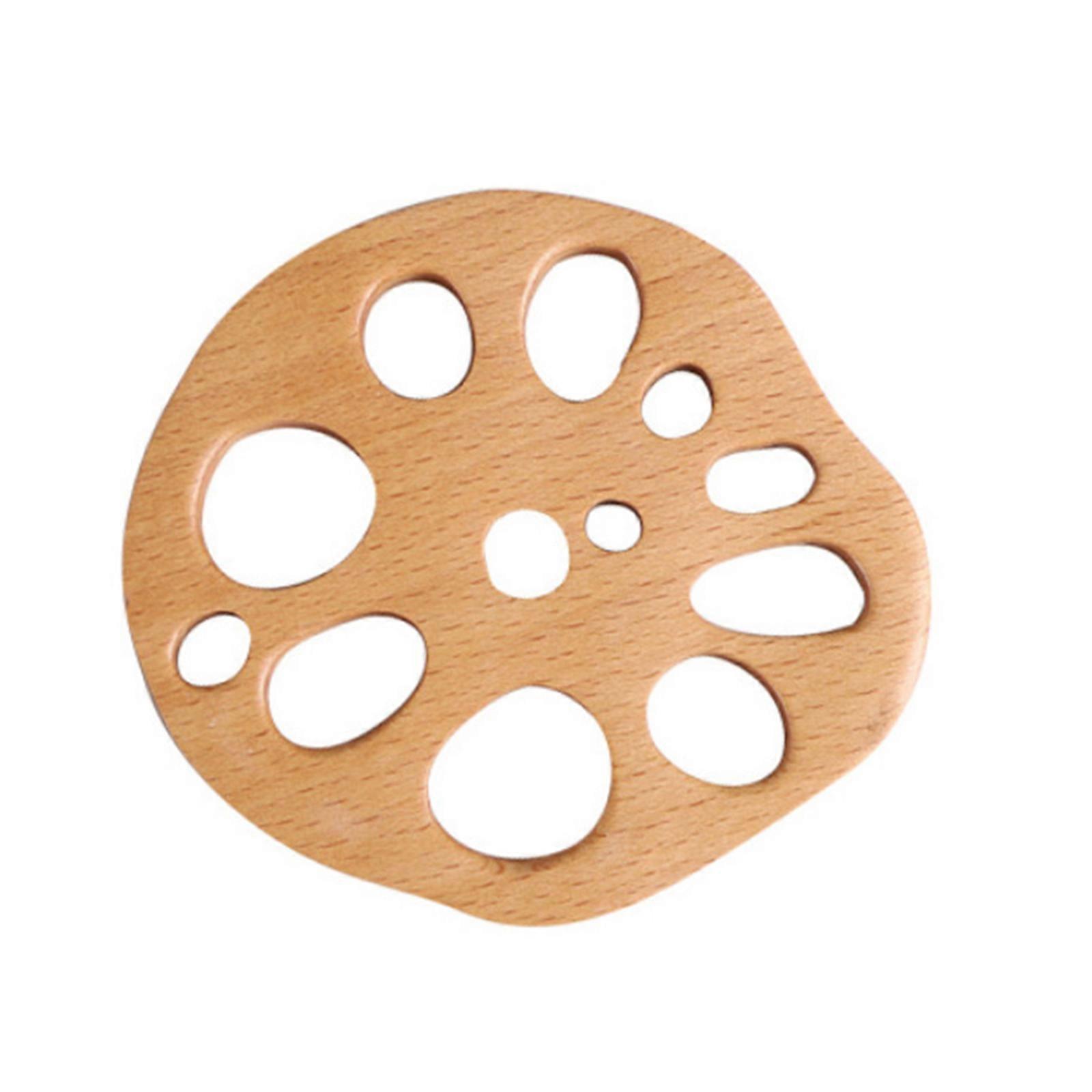 Heat Resistant Lotuses Root Slices Beechwood Trivet Multipurpose Desktop Protector For Hot Beverages