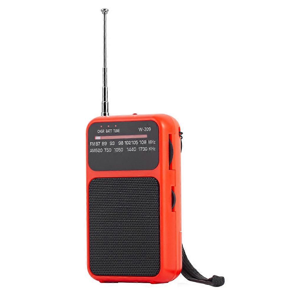Portable Pocket AM FM Radio 2 Band Stereo Radio Operated Telescopic Antenna Radio with 3.5mm Headphone Jack, Red