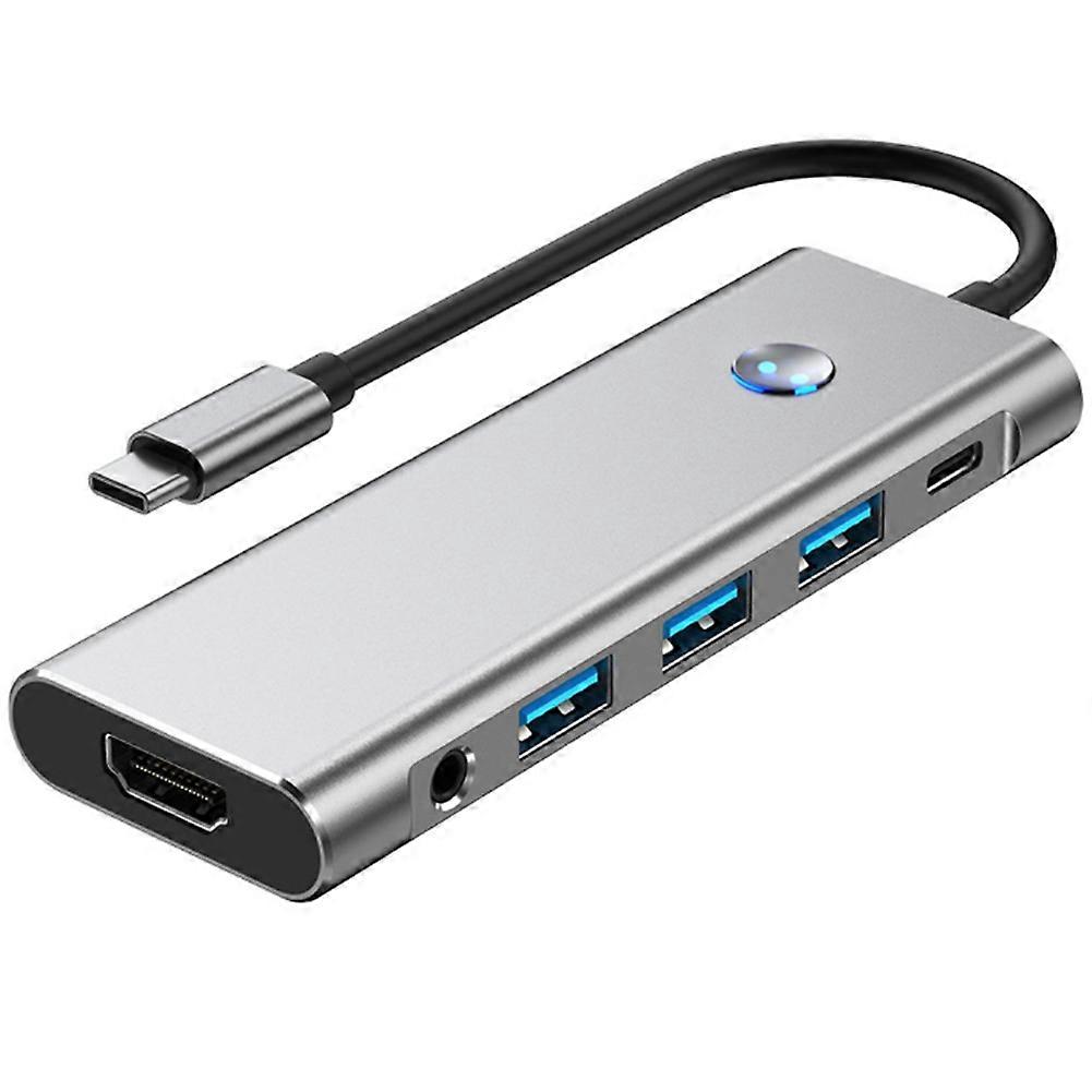 USB Docking Station with Power Supply Type-C One-Click Screen Off for Laptop 4K 60Hz Docking Station, 9-in-1 2410 Audio